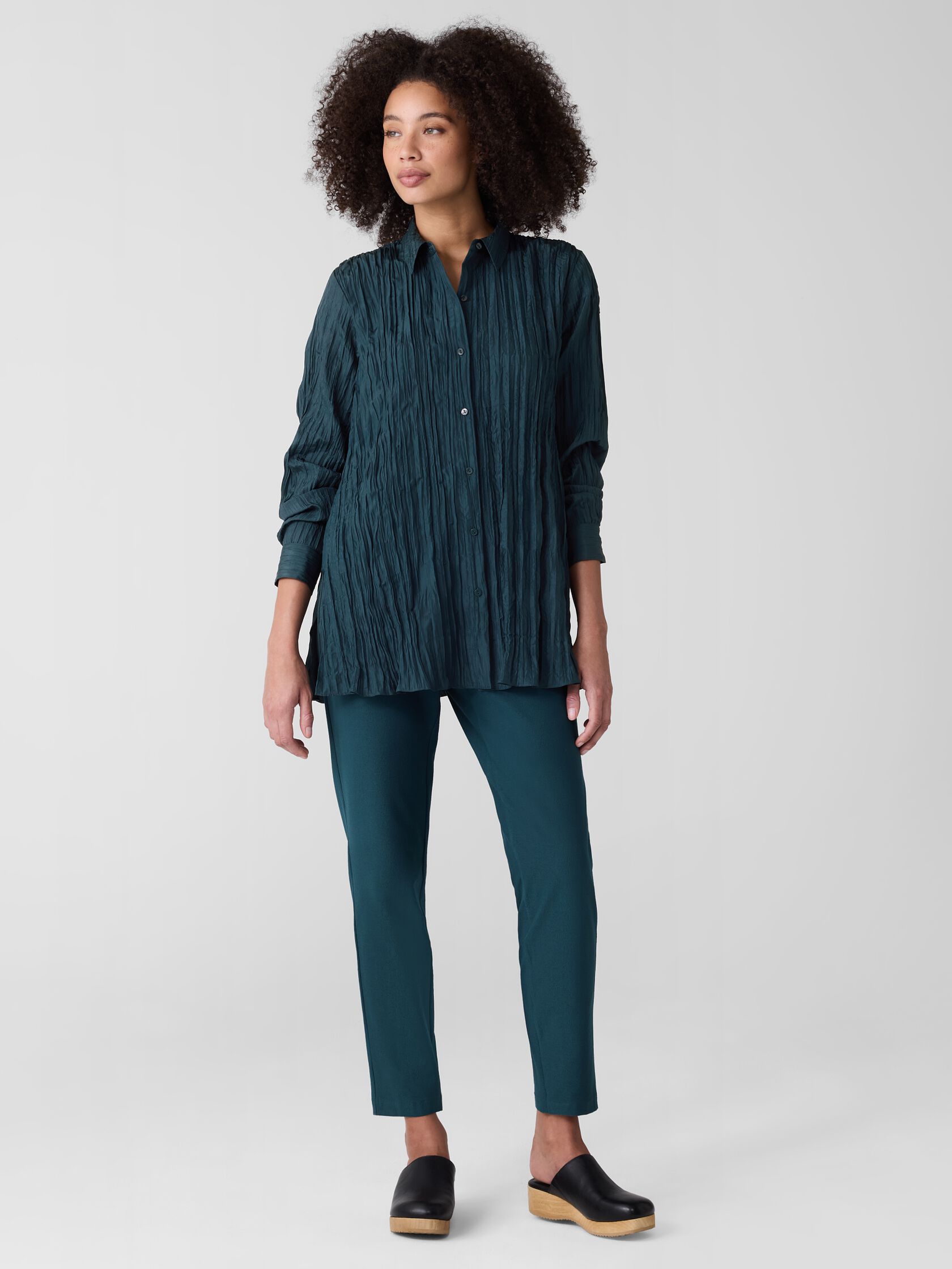 Crushed Silk Classic Collar Shirt