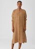 Puckered Organic Linen Long Shirtdress