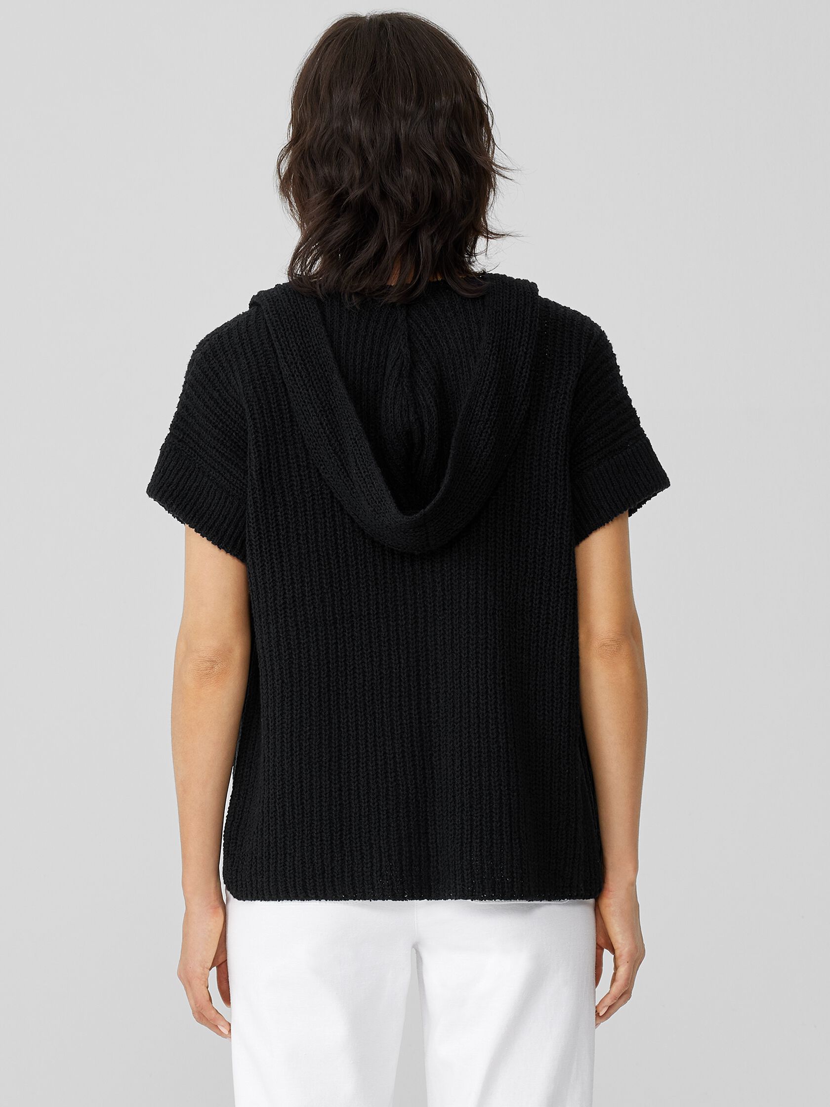 Peruvian Organic Cotton Boucle Hooded Cardigan