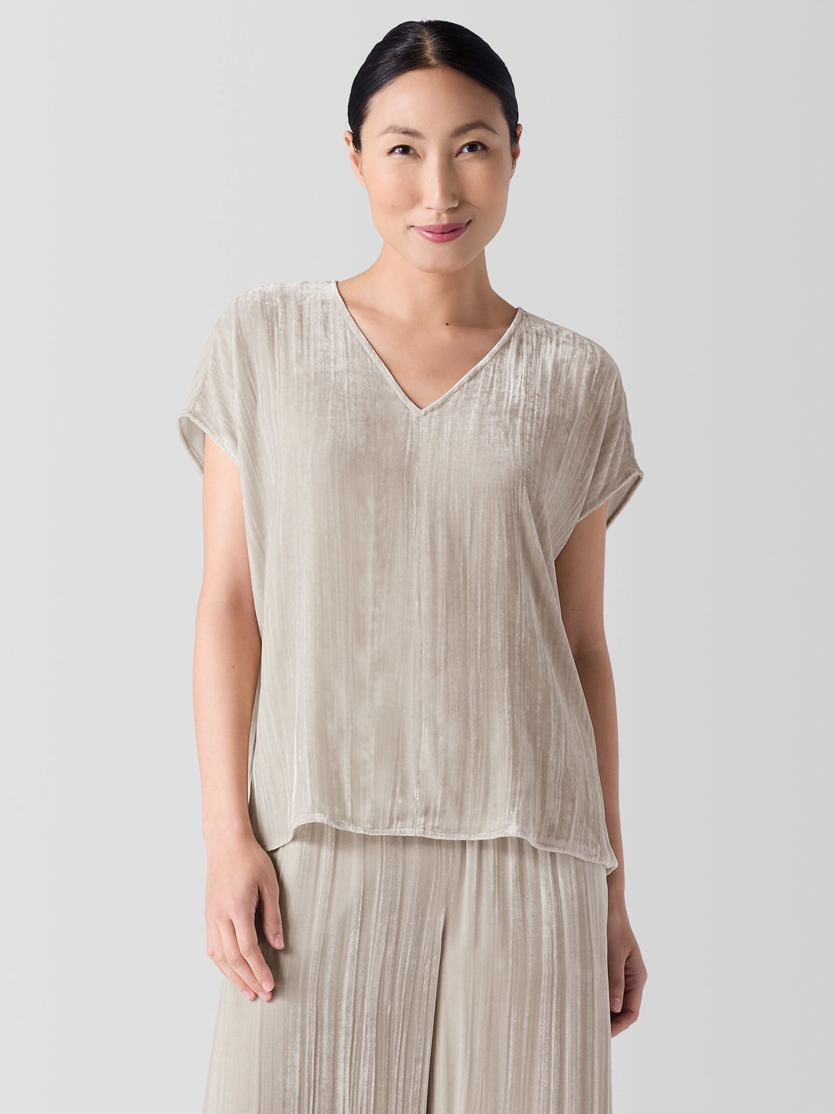 Crushed Velvet V-Neck Square Top