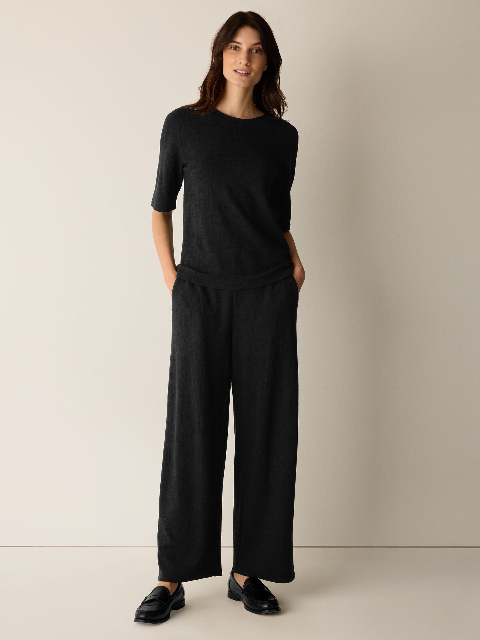 Cross Hatch Stretch Jersey Crew Neck Top