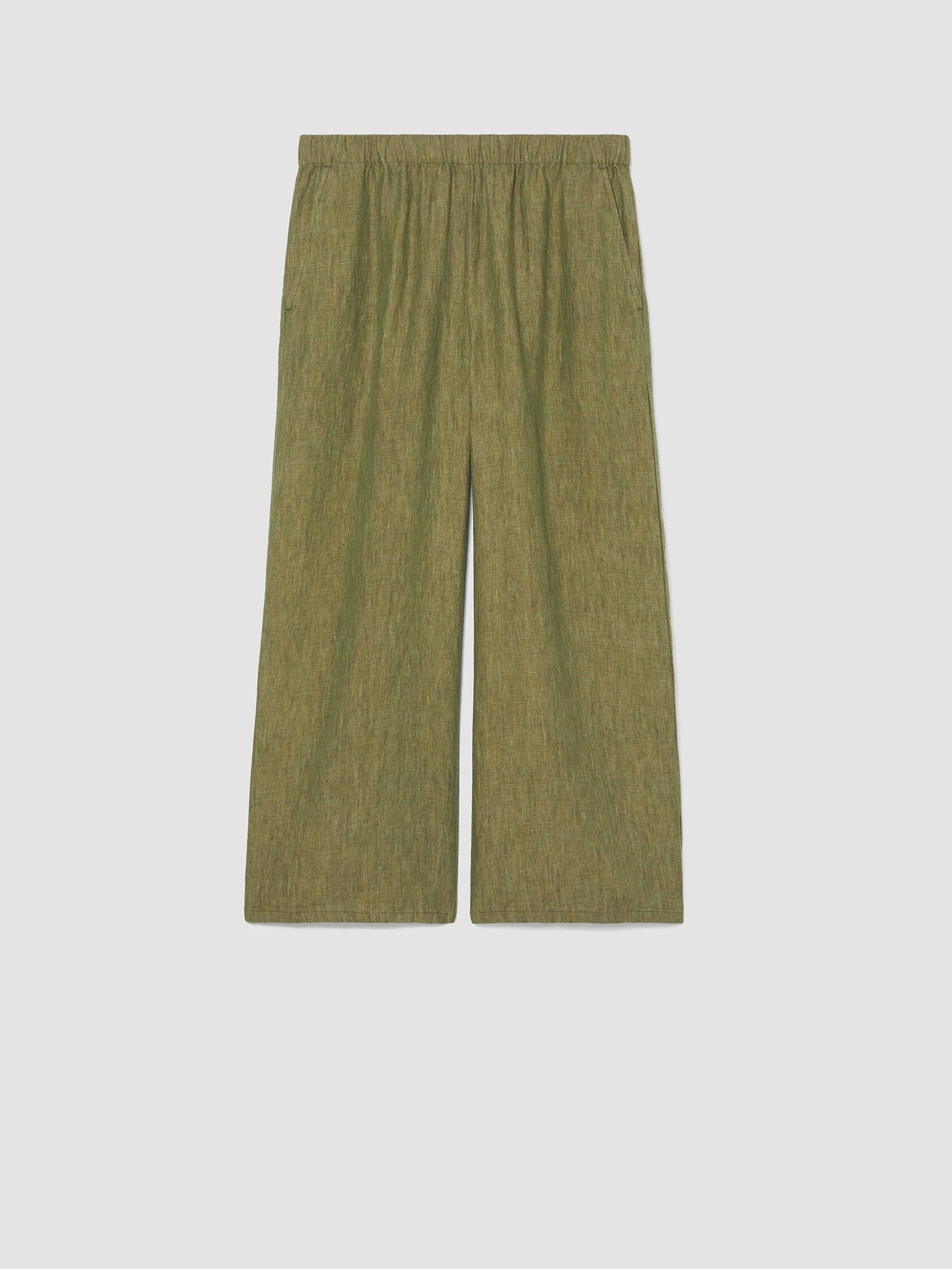 Washed Organic Linen Delave Wide-Leg Pant