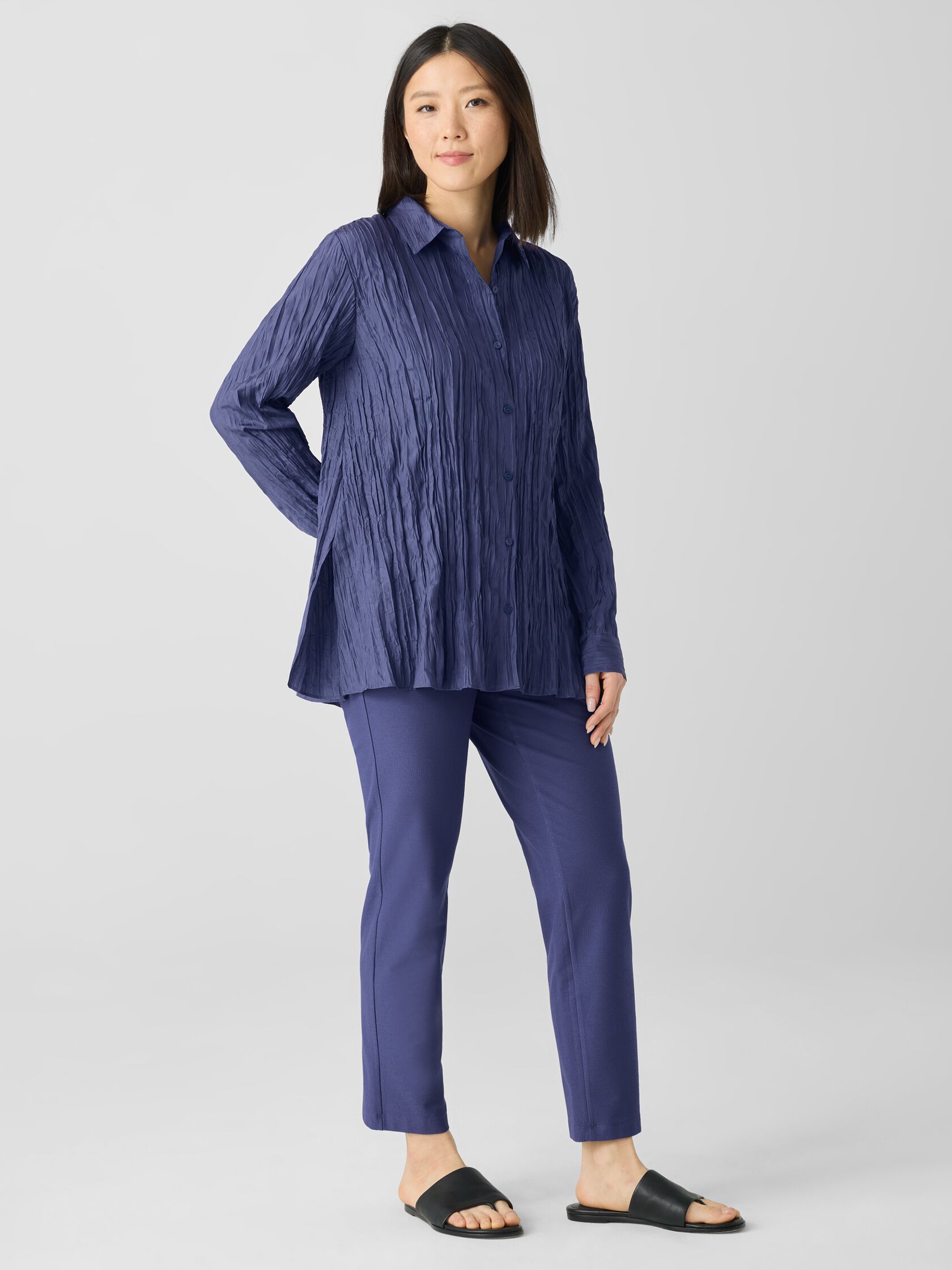 Crushed Silk Classic Collar Shirt