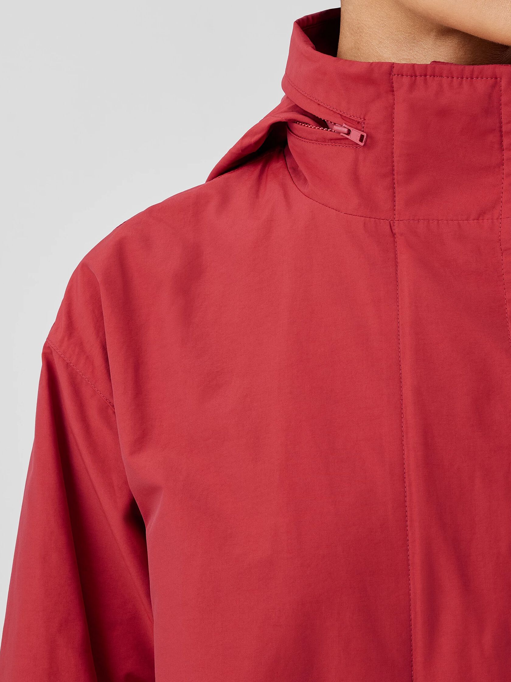 Light Cotton Nylon Stand Collar Long Coat