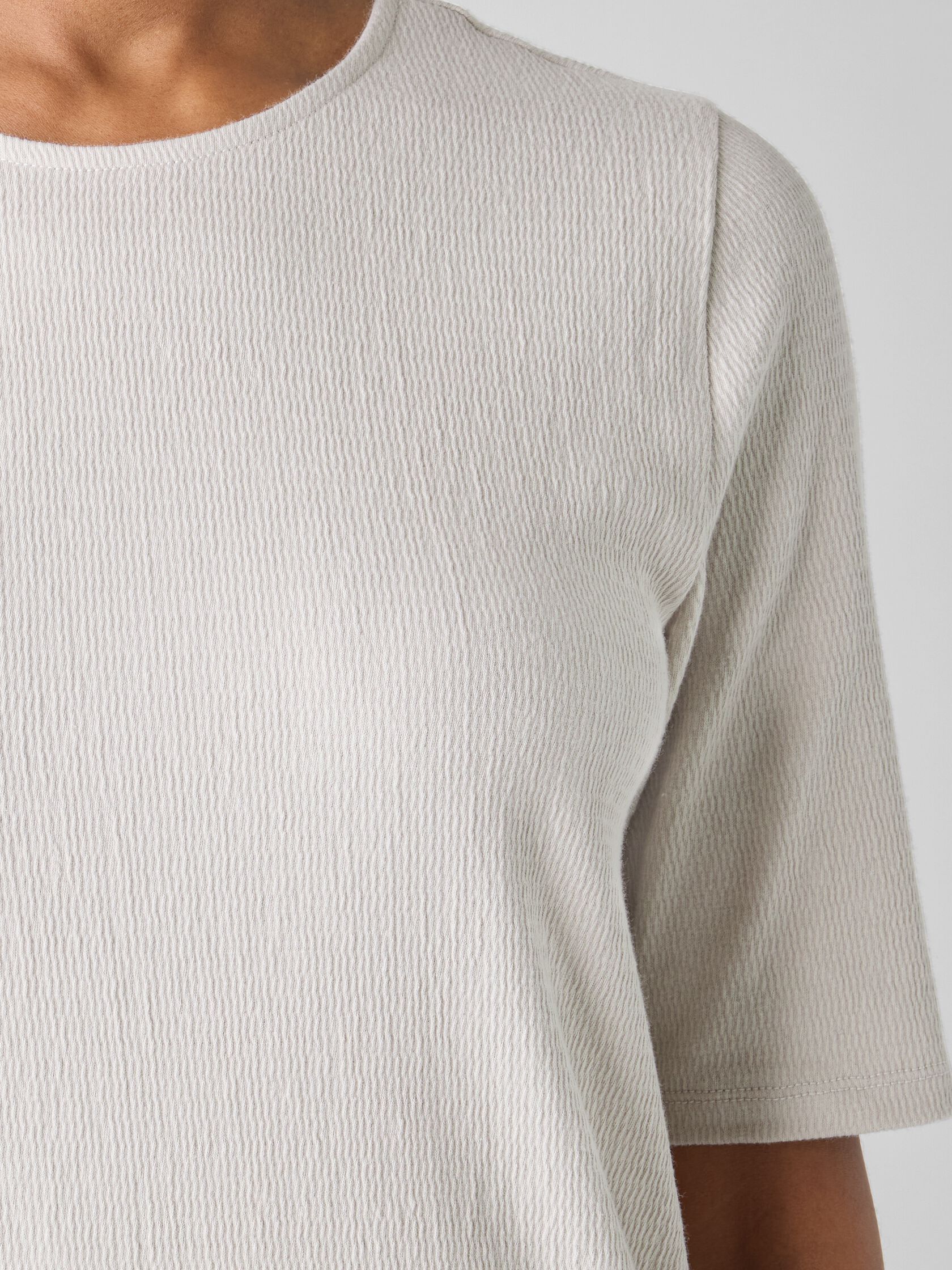 Crinkled Jersey Crew Neck Top