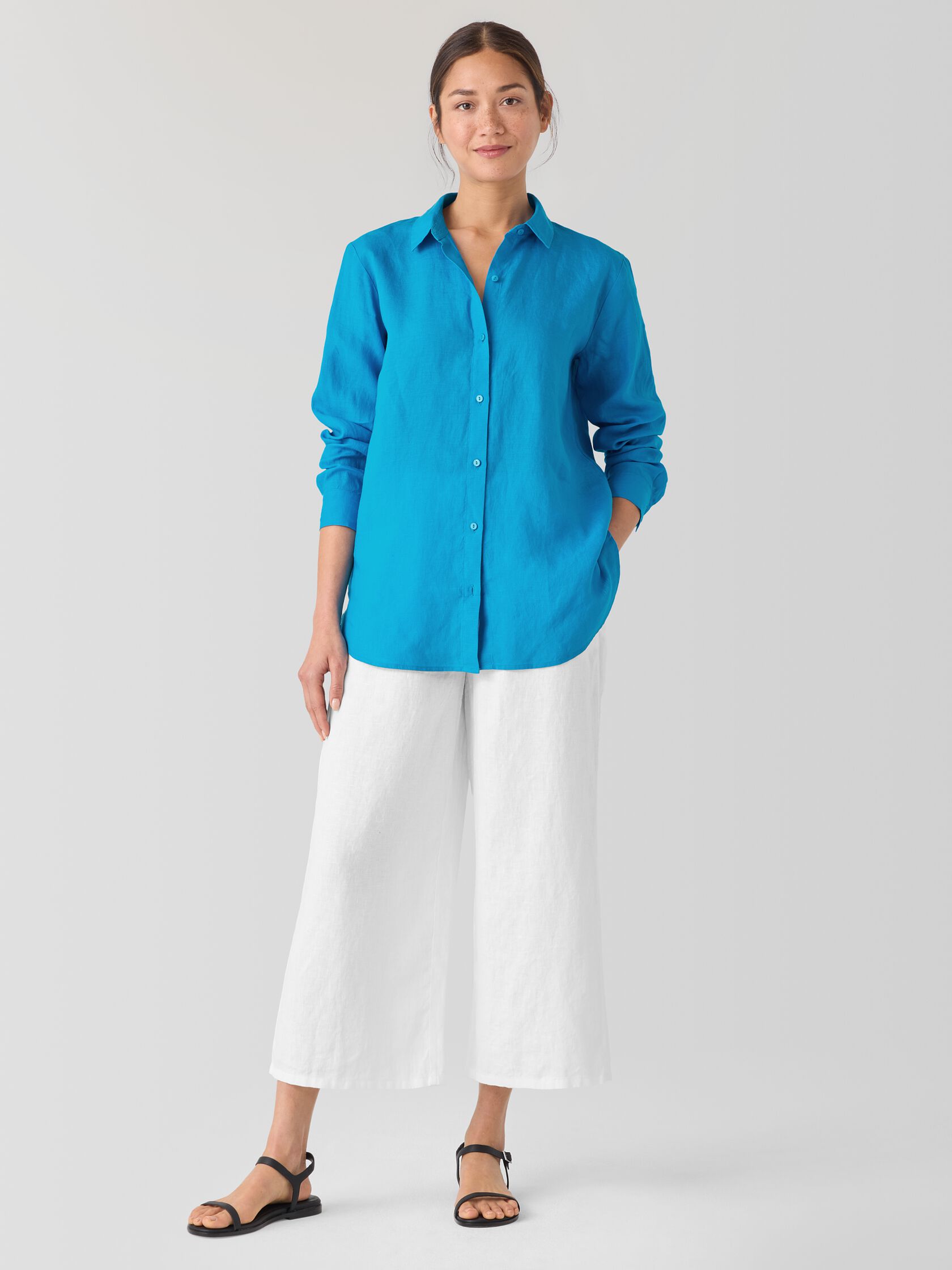 Organic Handkerchief Linen Classic Collar Shirt