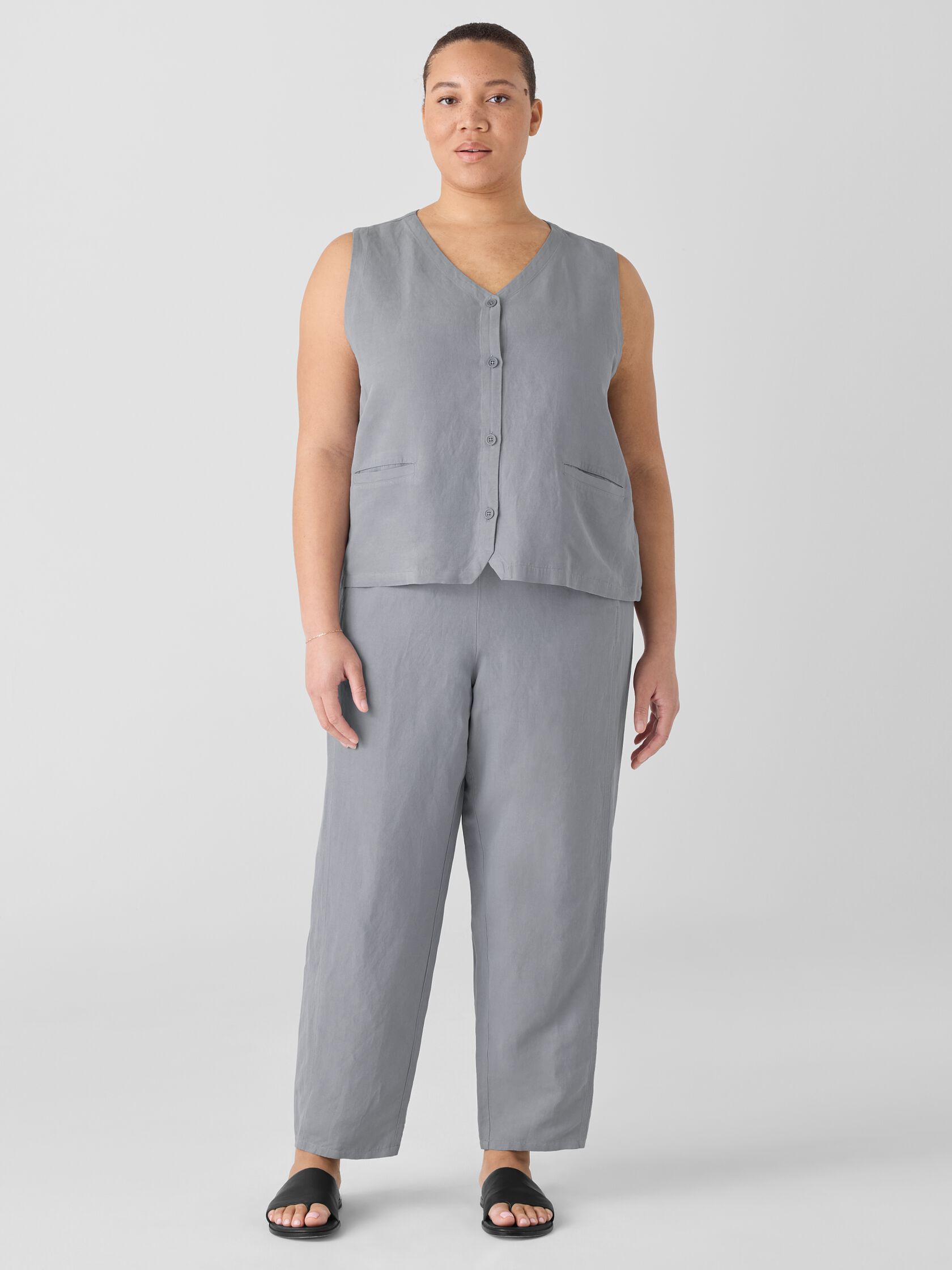 Linen Silk Twill Lantern Pant