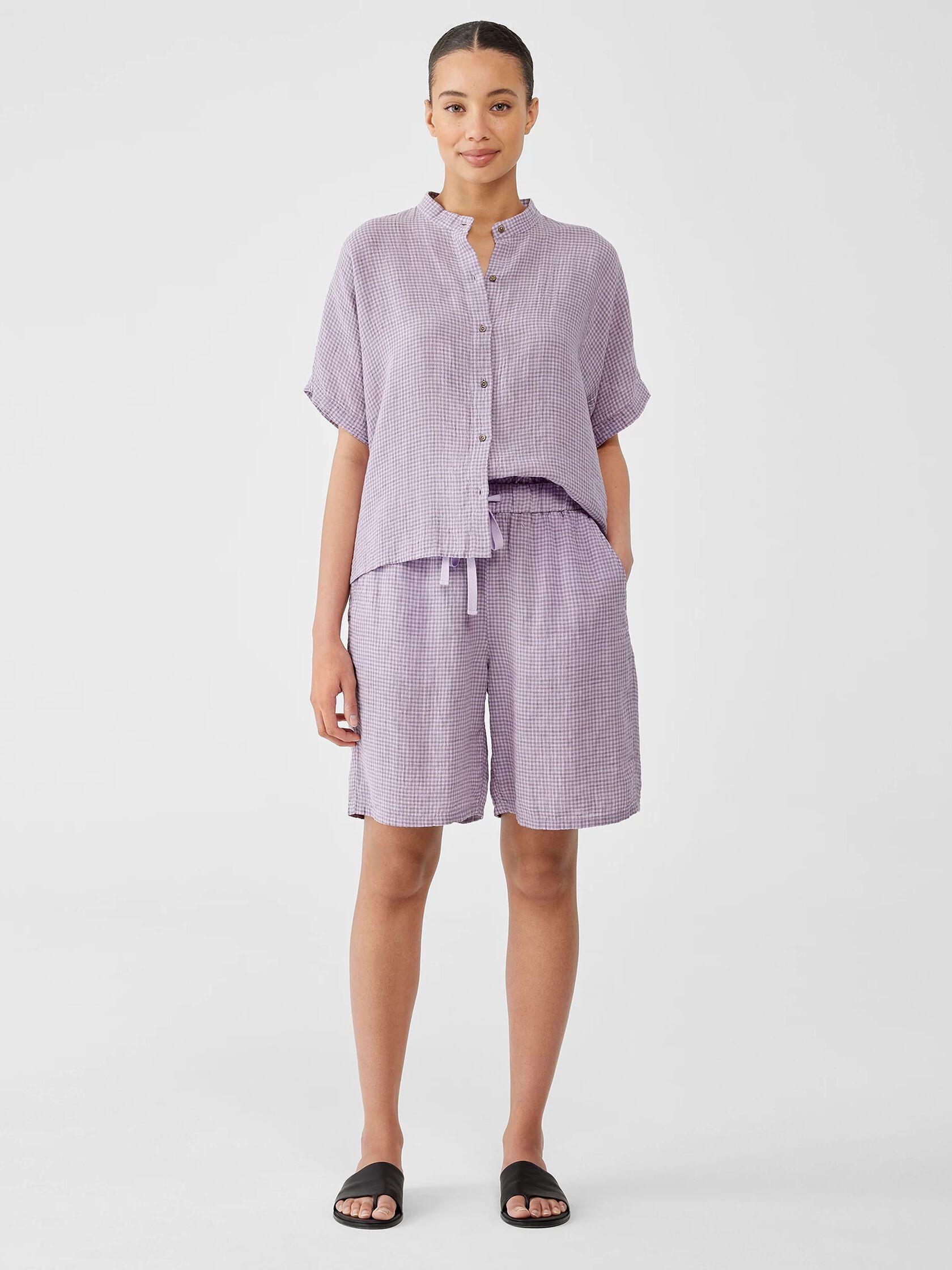 Puckered Organic Linen Shorts