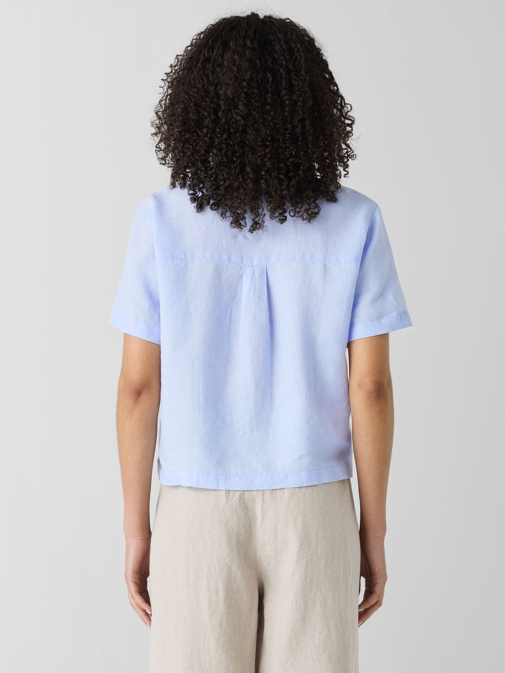 Organic Handkerchief Linen&nbsp;Band Collar Shirt