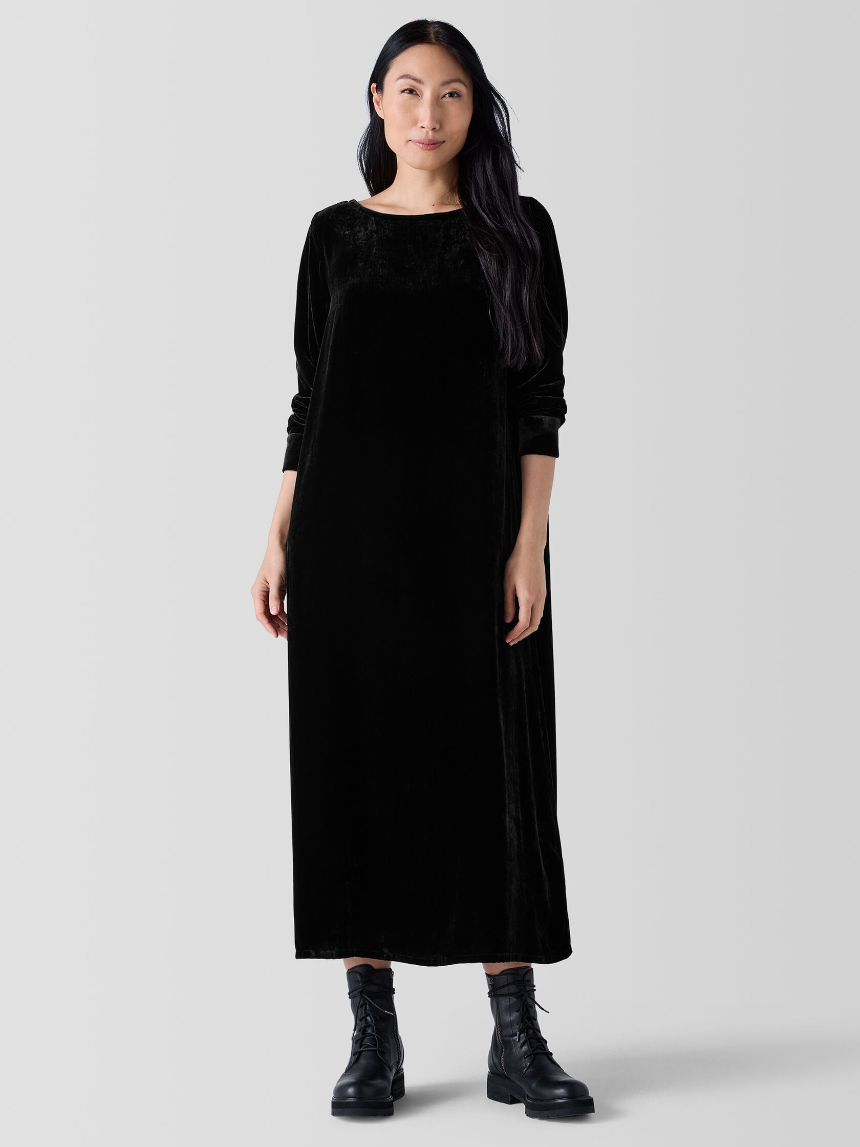 Velvet Bateau Neck Dress