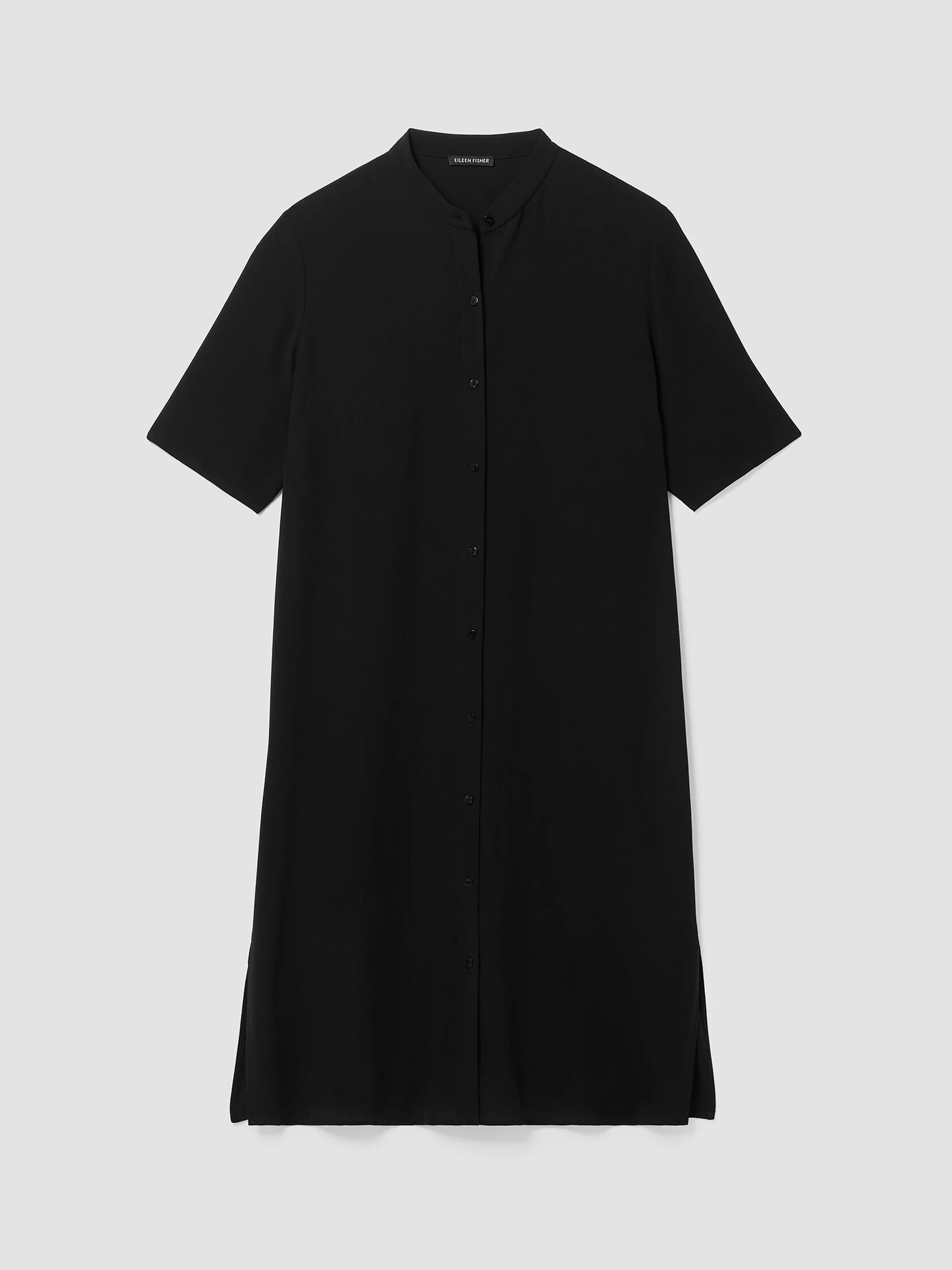 Silk Georgette Crepe Band Collar Dress