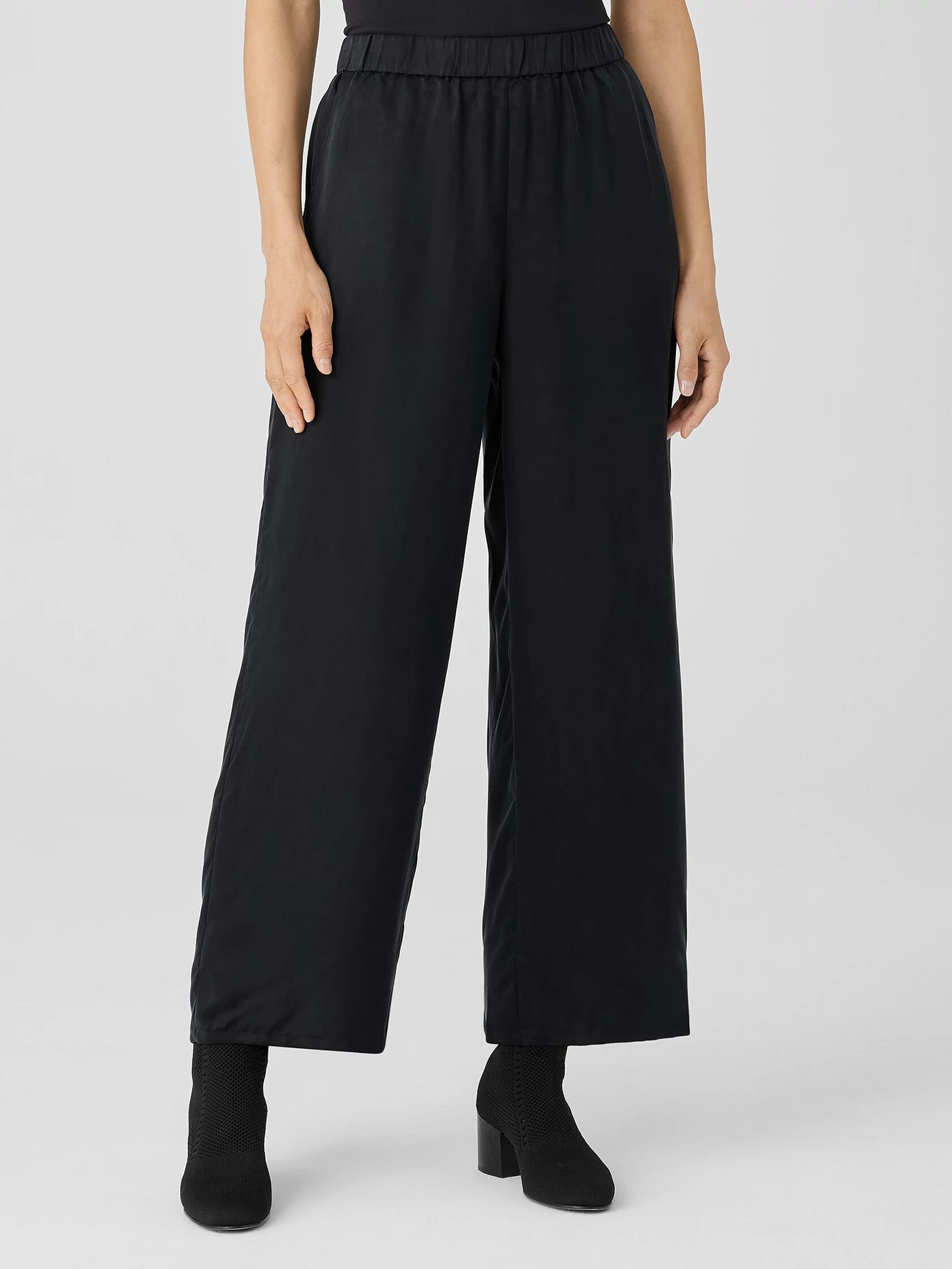 Sandwashed Cupro Wide-Leg Pant