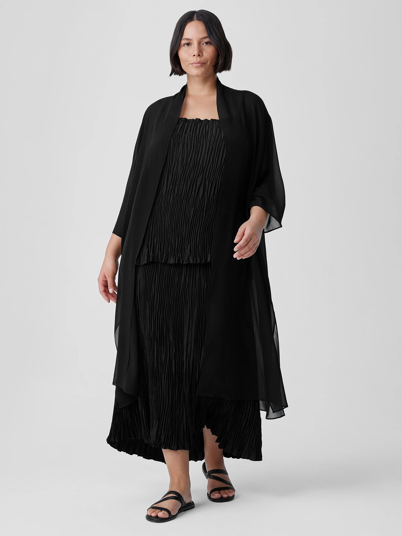 Sheer Silk Georgette High Collar Jacket