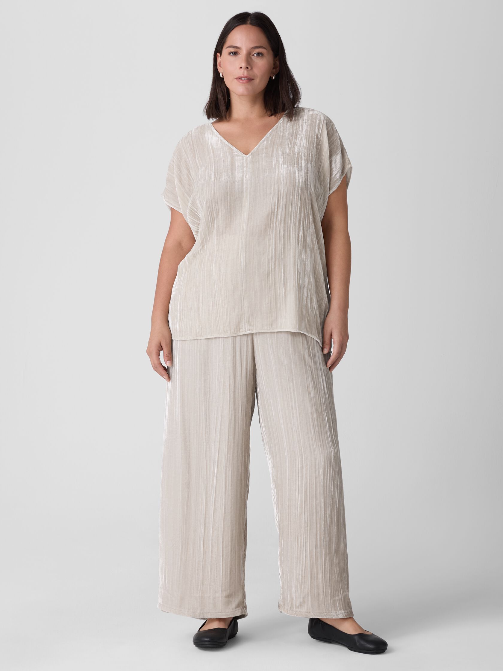 Crushed Velvet V-Neck Square Top