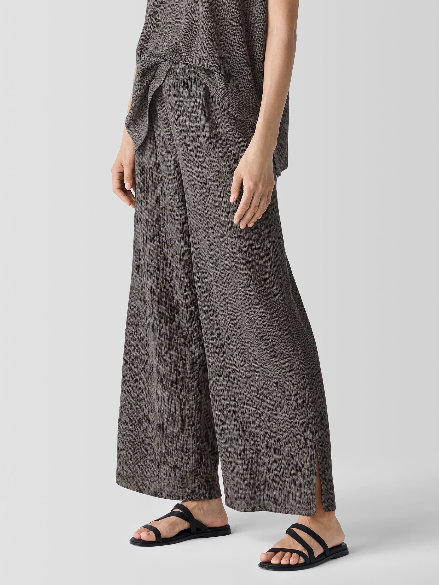 Woven Pliss&eacute; Wide-Leg Pant