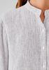 Striped Organic Linen Crinkle&nbsp;Mandarin Collar Shirt