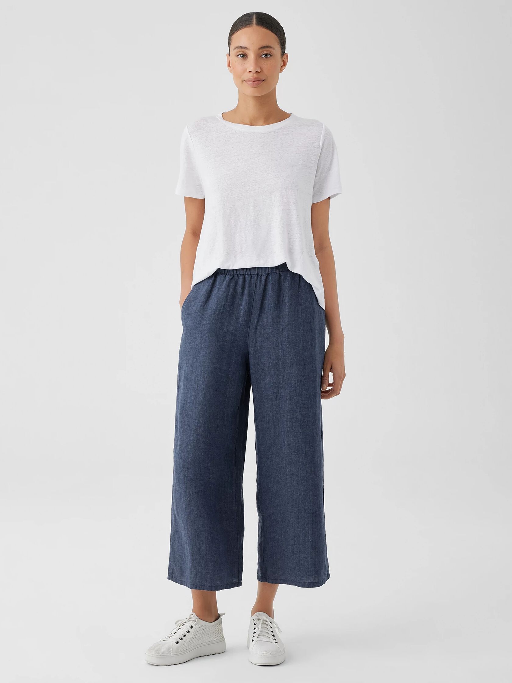 Washed Organic Linen D&eacute;lav&eacute; Wide-Leg&nbsp;Pant