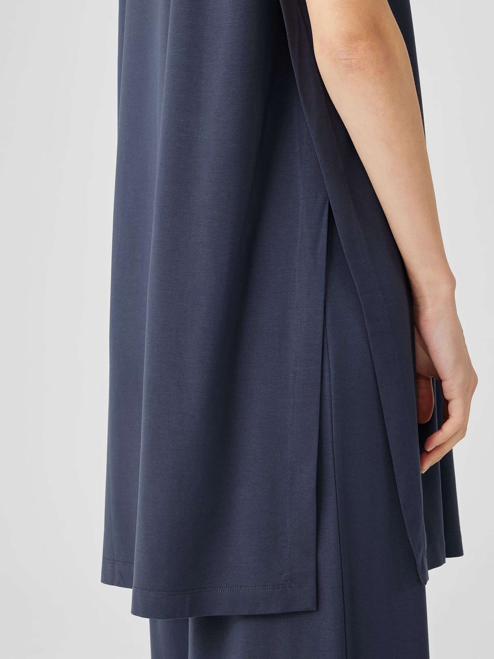 Stretch Jersey Knit Mock Neck Long Tank