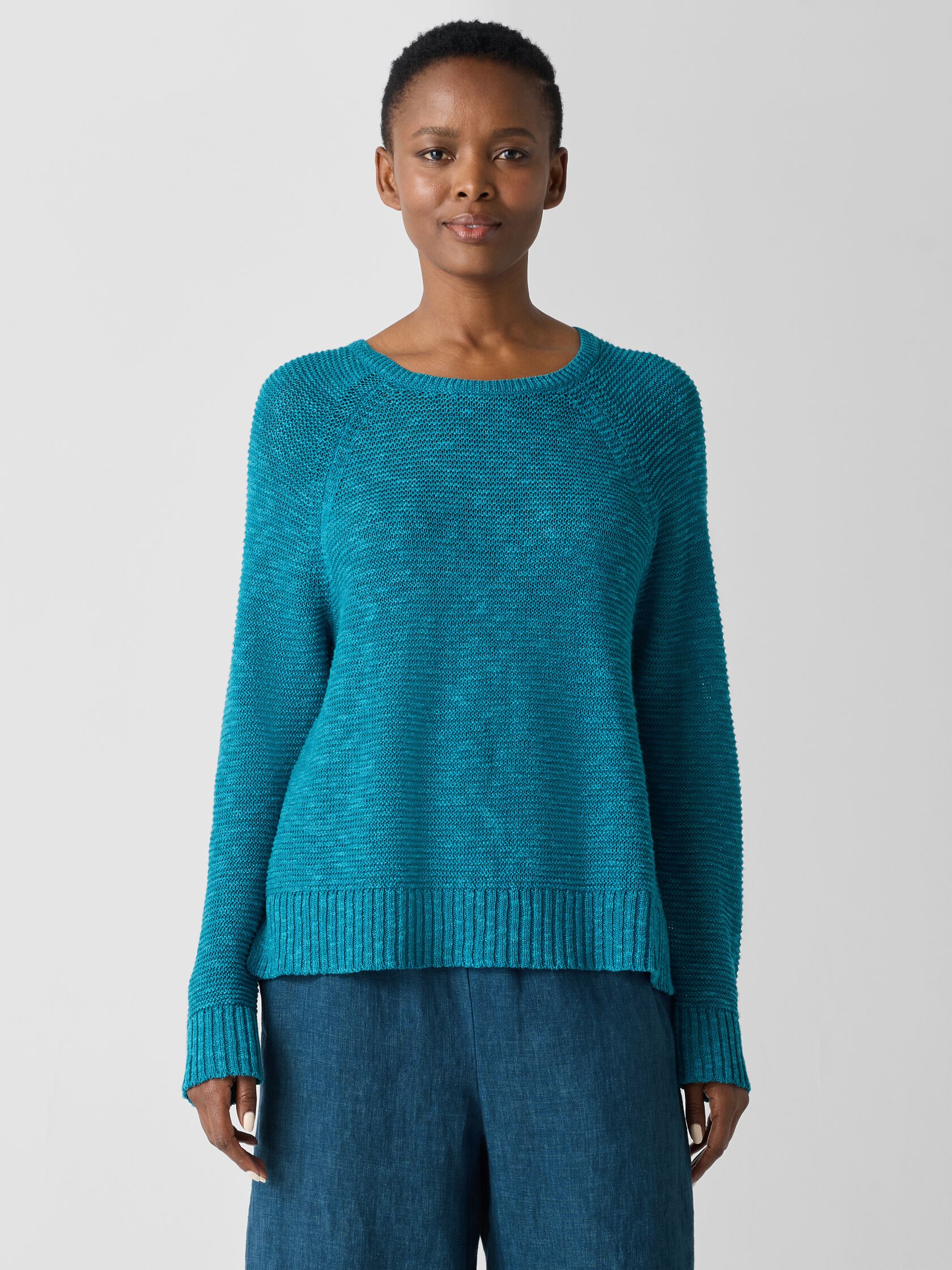 Organic Linen Cotton Slub Crew Neck Top