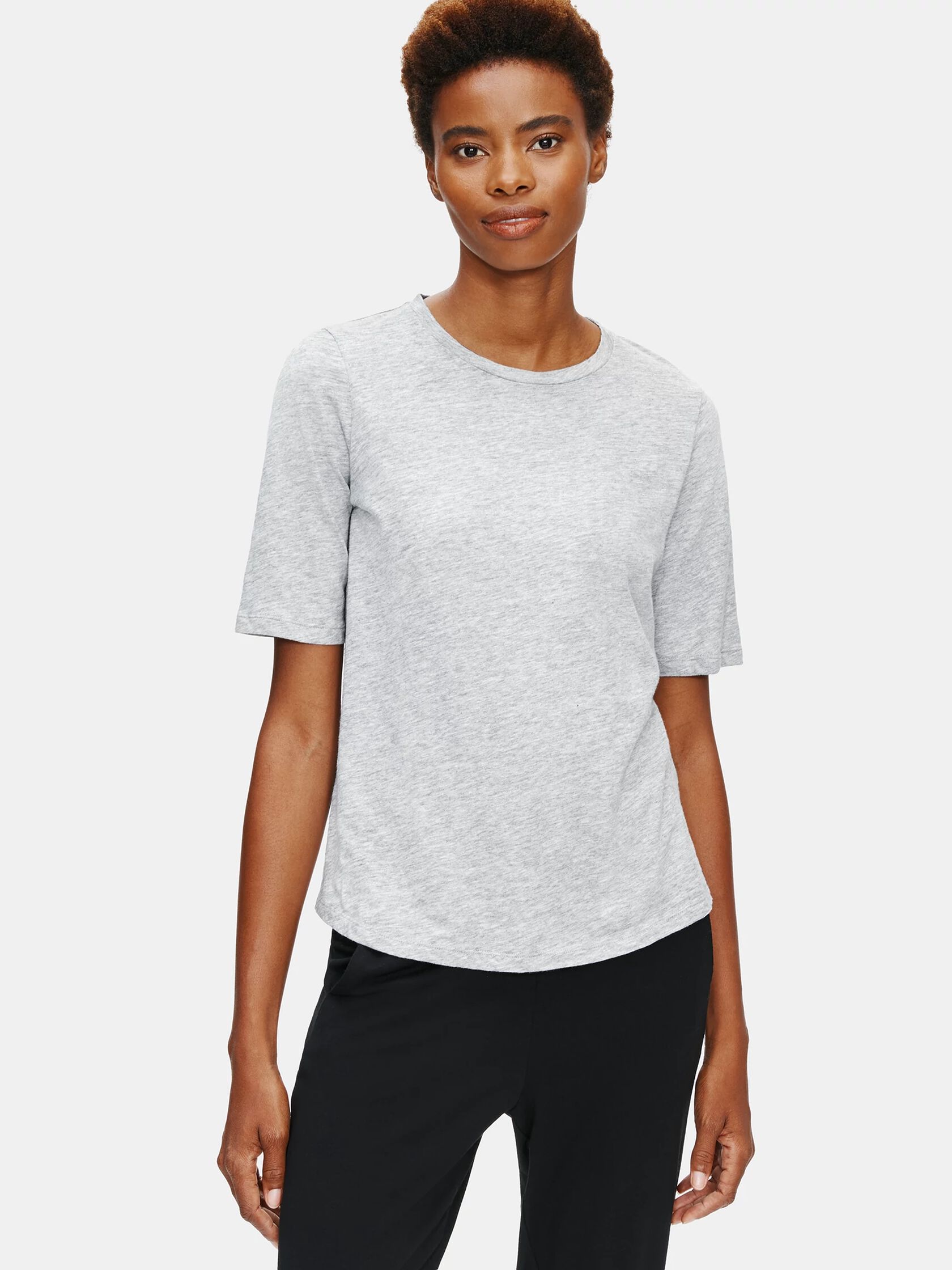 System Organic Cotton Jersey Melange Elbow-Sleeve Tee