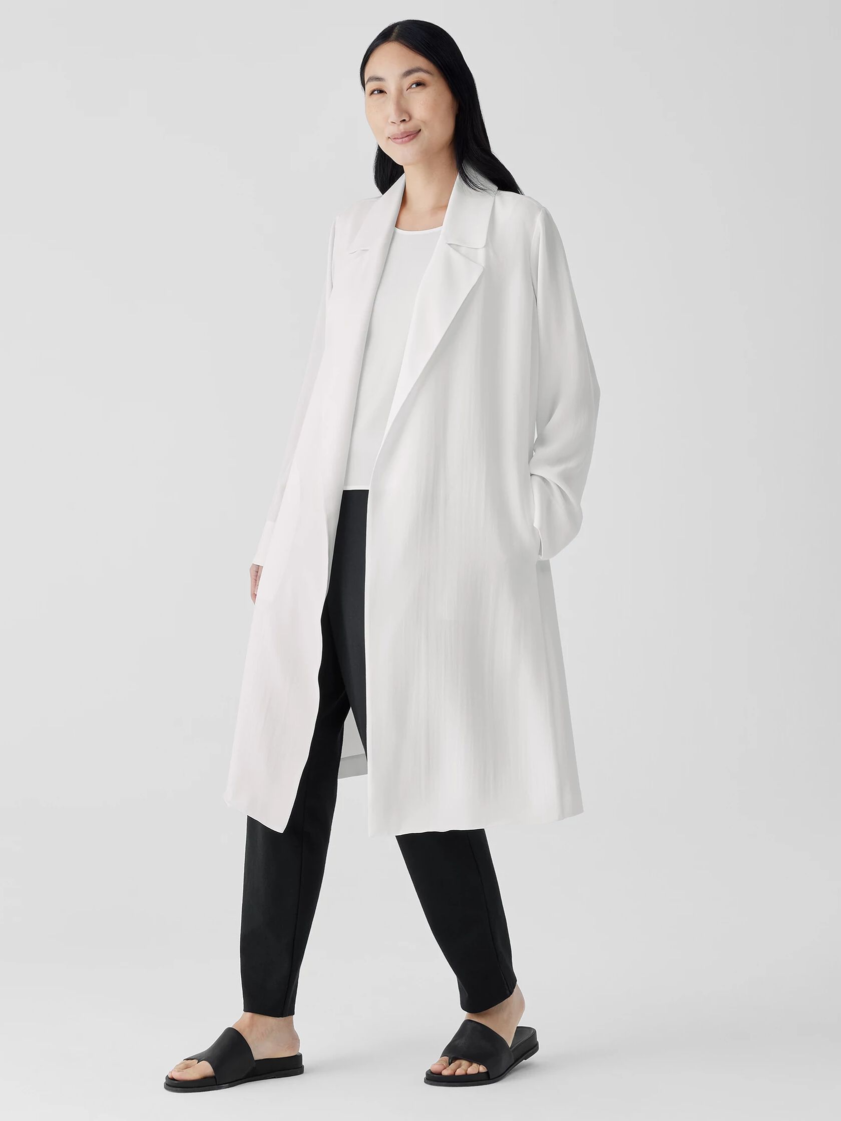 Silk Georgette Crepe Trench Coat