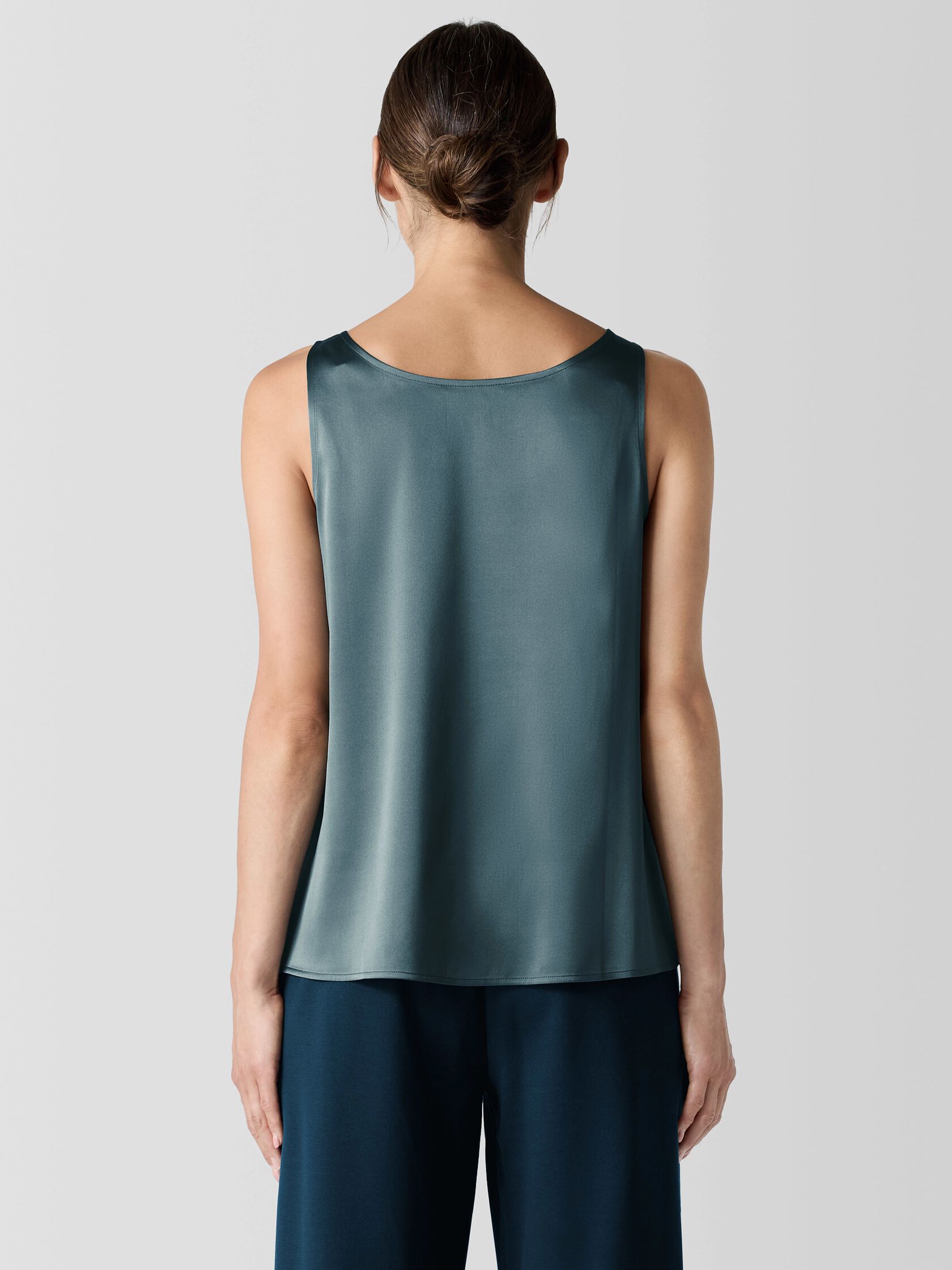 Stretch Silk Charmeuse Scoop Neck Tank