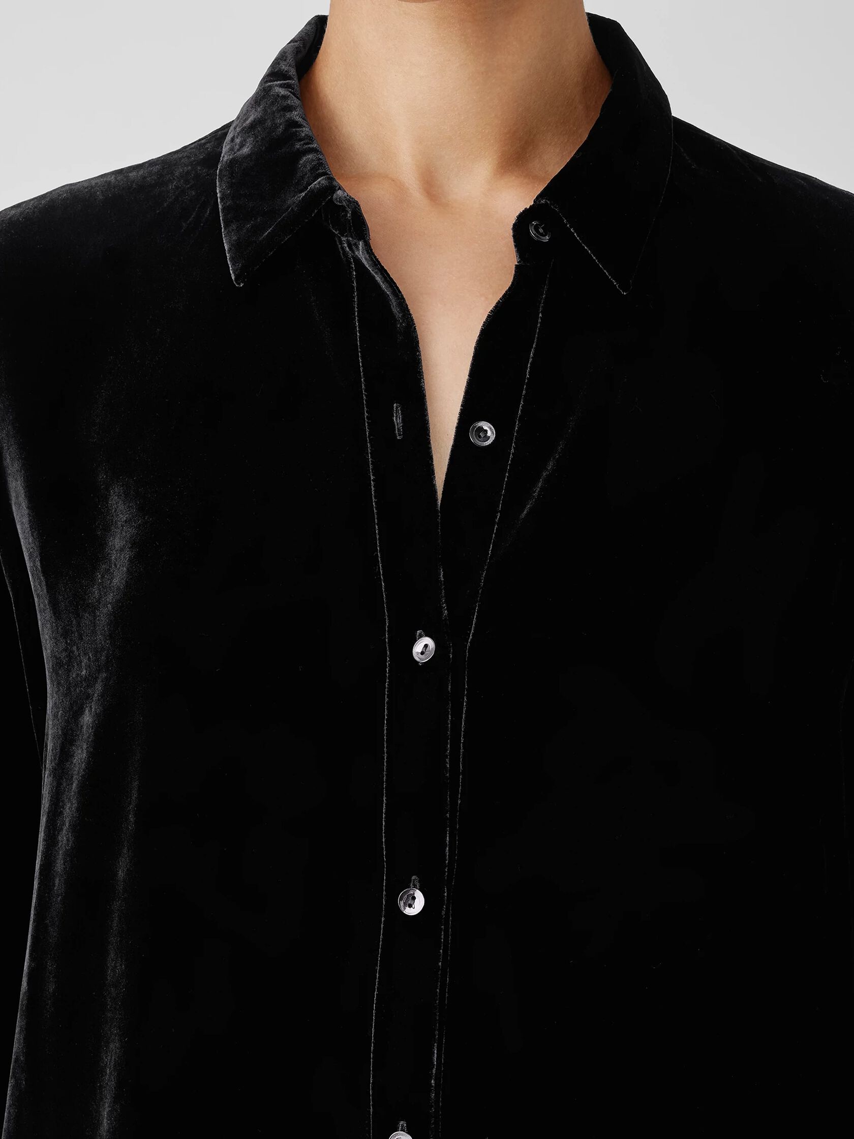 Velvet Classic Collar Long Shirt