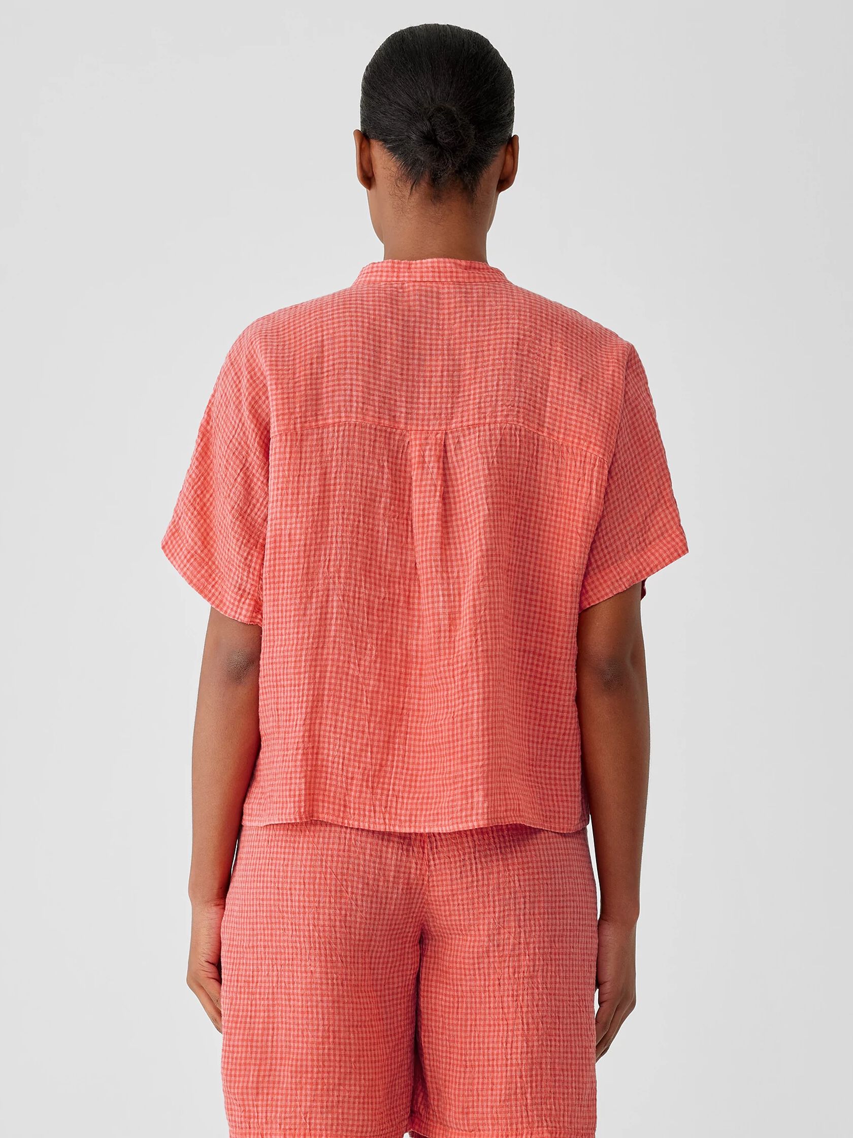 Puckered Organic Linen Short-Sleeve Shirt