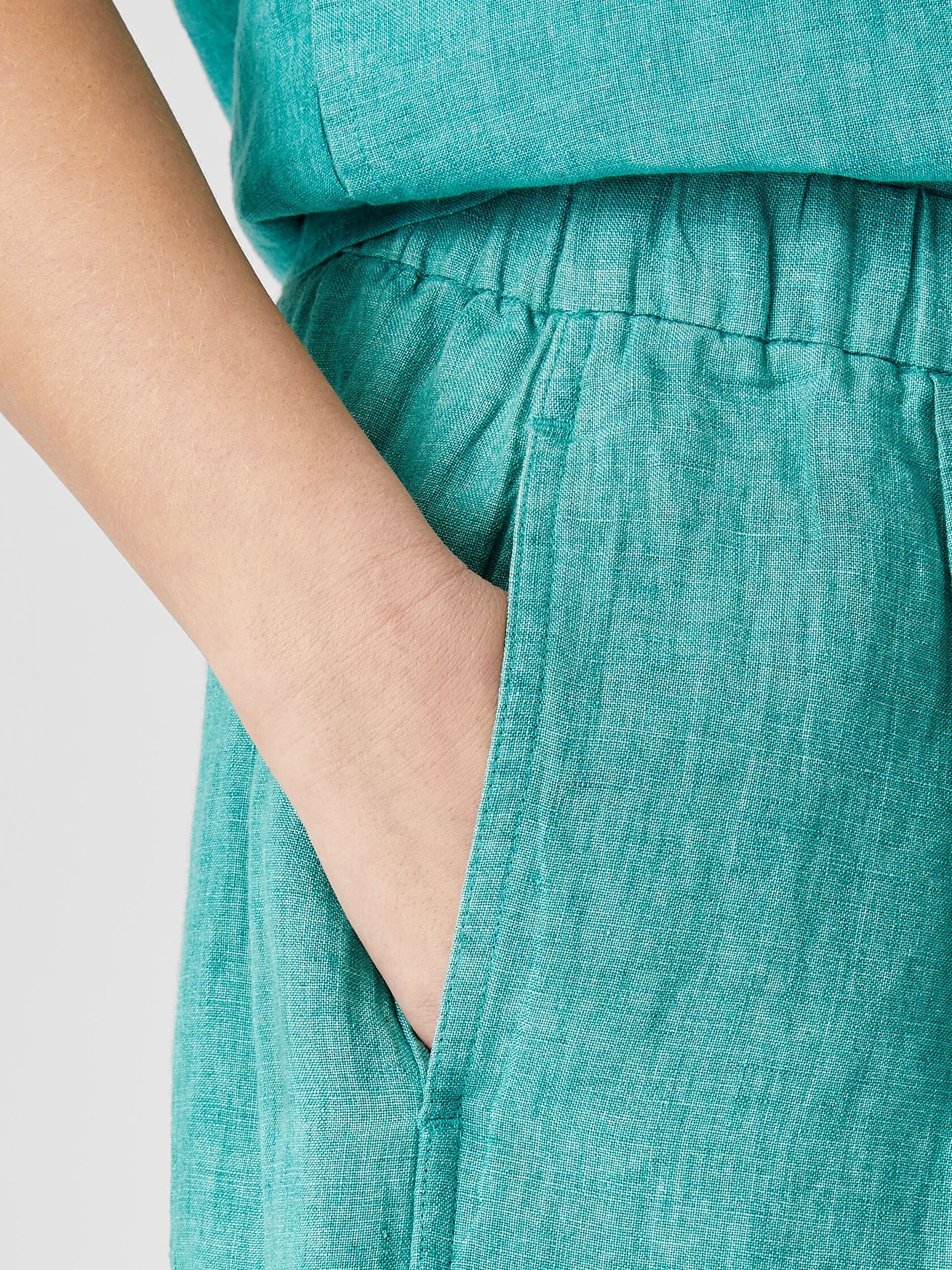 Washed Organic Linen Delave Lantern Pant