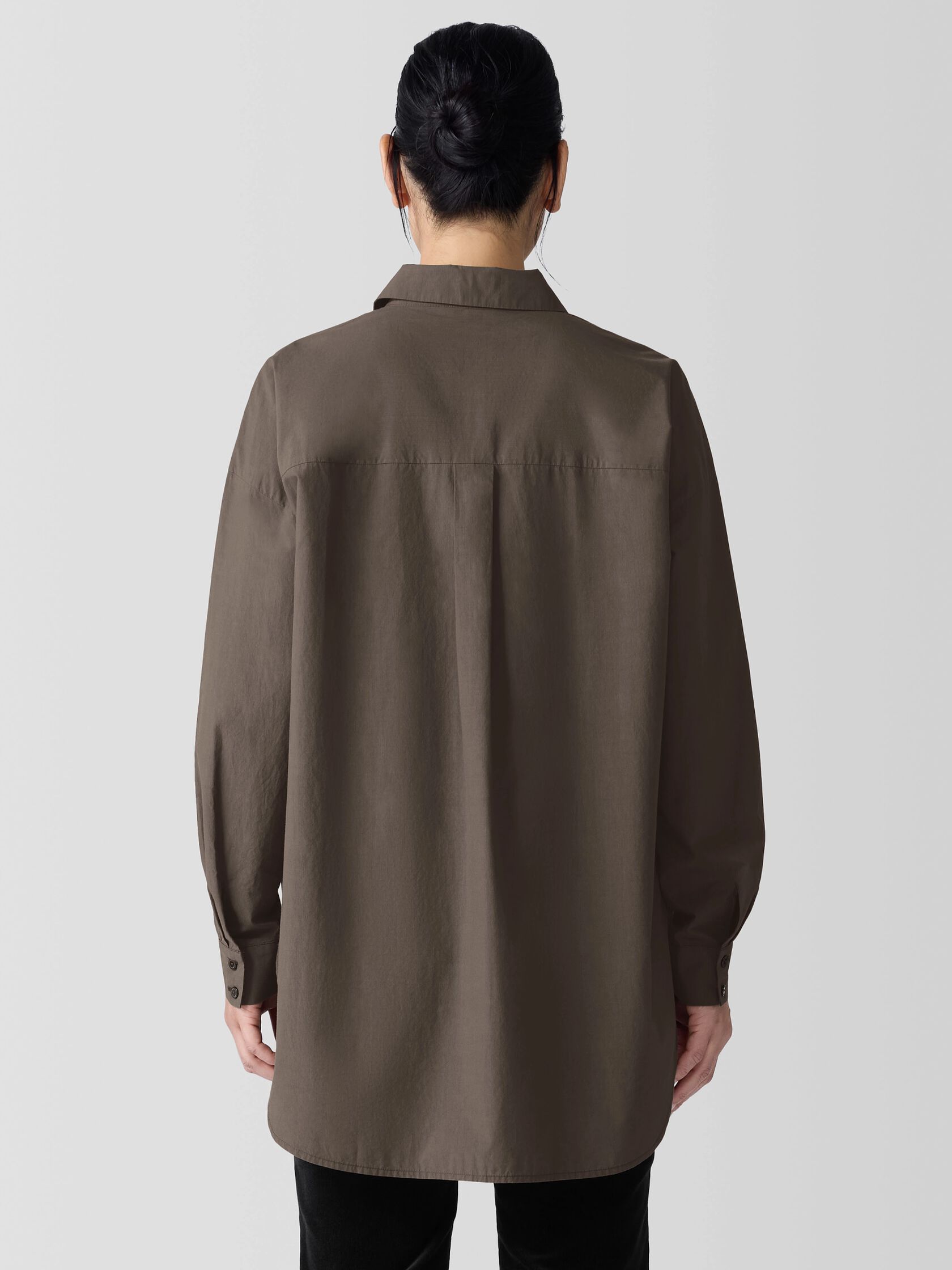 Washed Organic Cotton Poplin Classic Collar Long Shirt