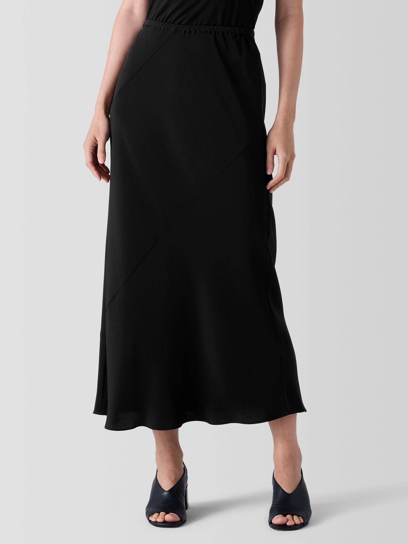 Silk Double Crepe Bias Skirt