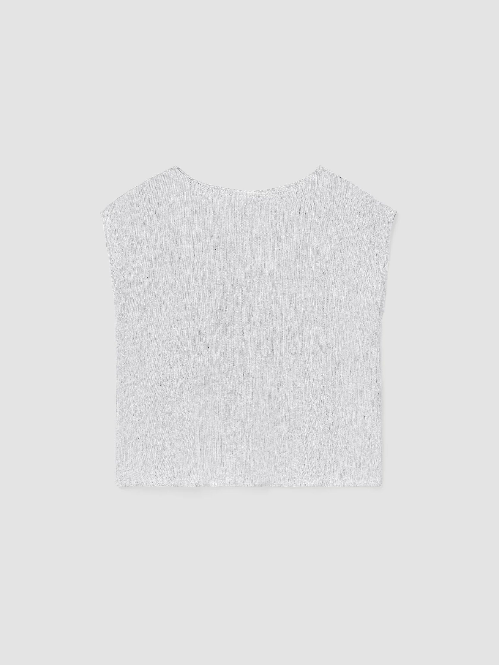 Striped Organic Linen Crinkle&nbsp;Shirred-Back Top