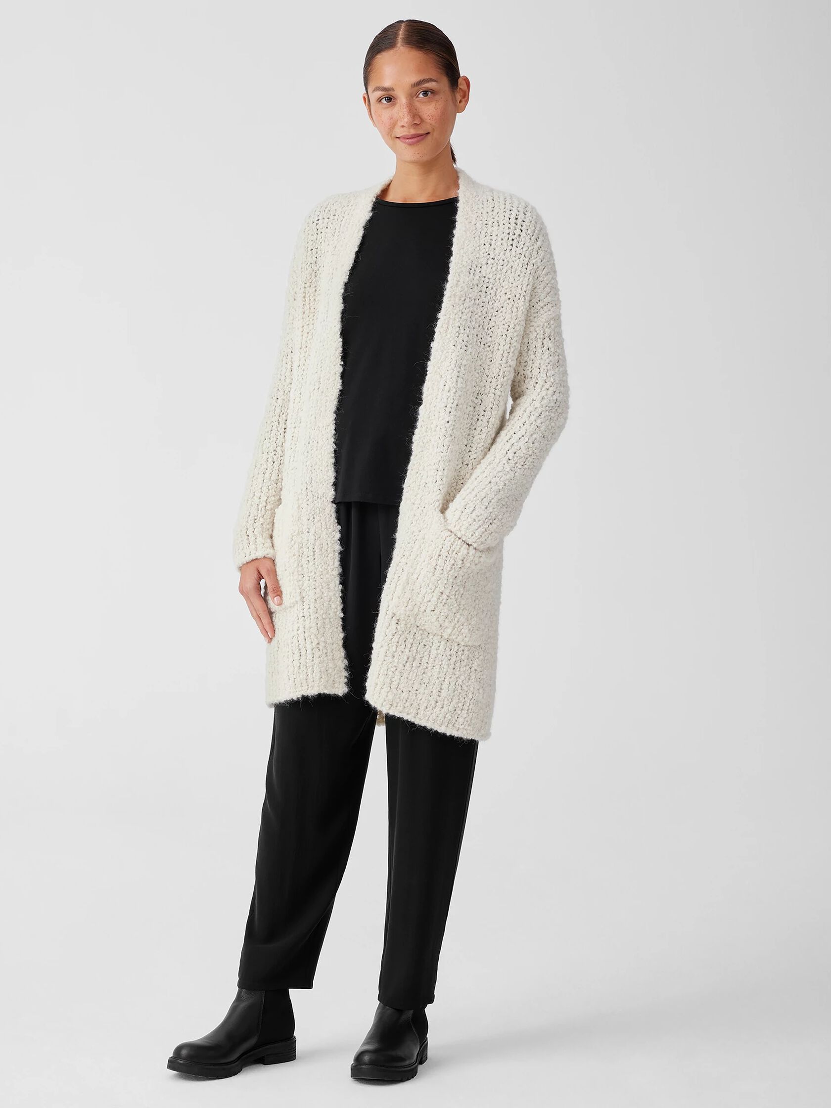 Peruvian Alpaca Loop High Collar Cardigan