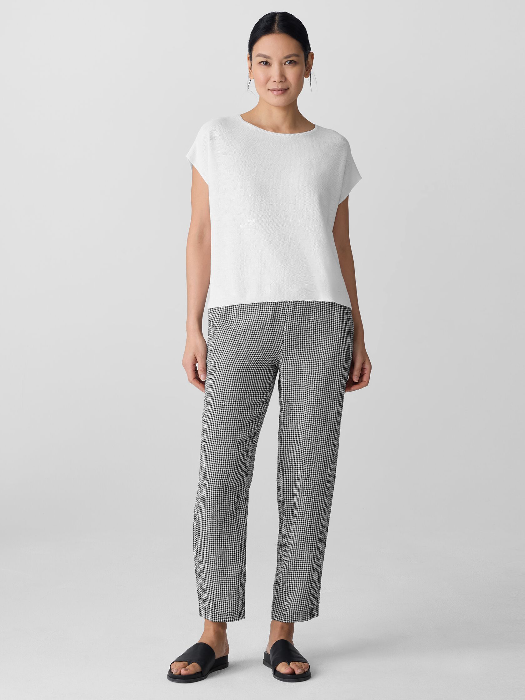 Puckered Organic Linen Tapered Pant