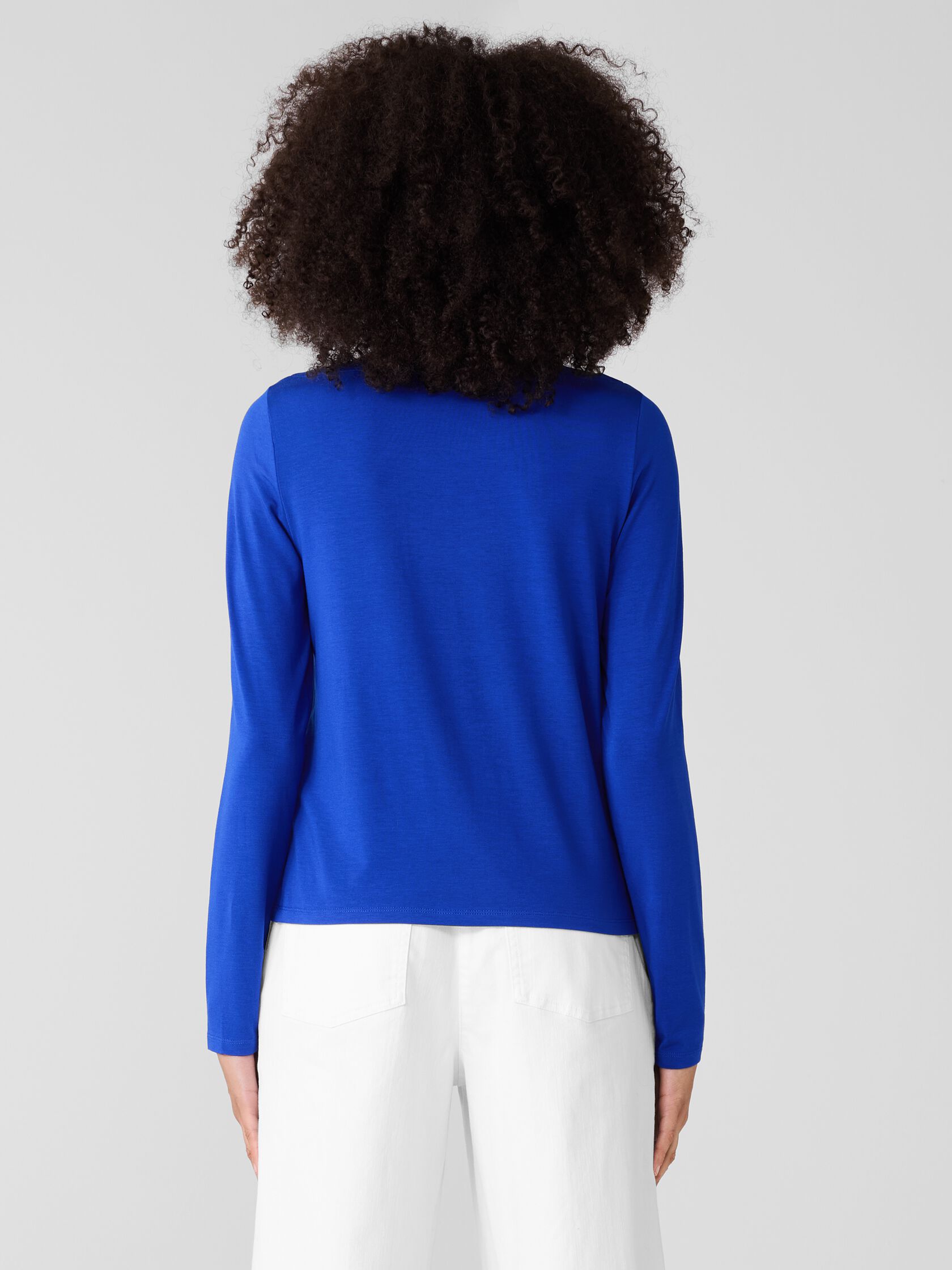 Fine Stretch Jersey Knit Bateau Neck Top