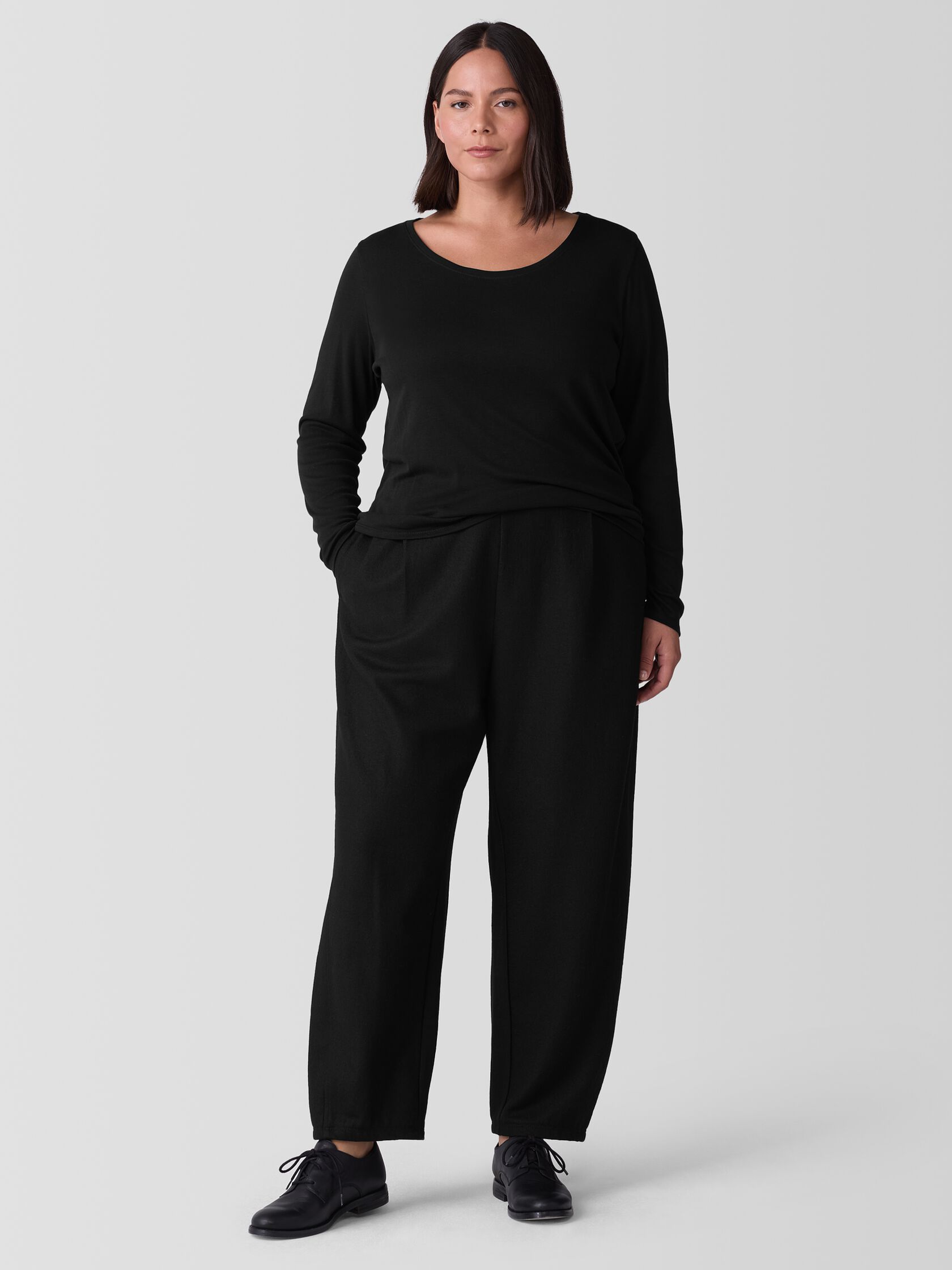 Ribbed Pima Cotton Blend Scoop Neck Top