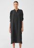 Puckered Organic Linen Long Shirtdress