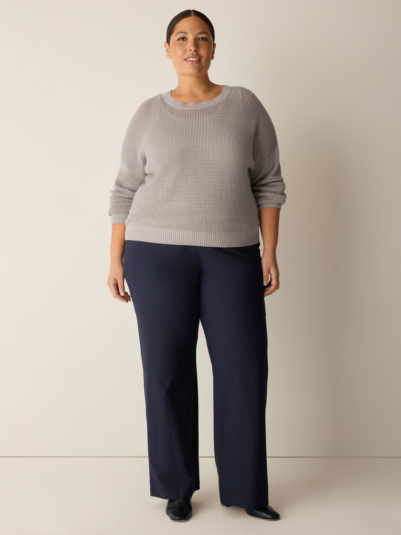 Peruvian Cotton Blend Crew Neck Top