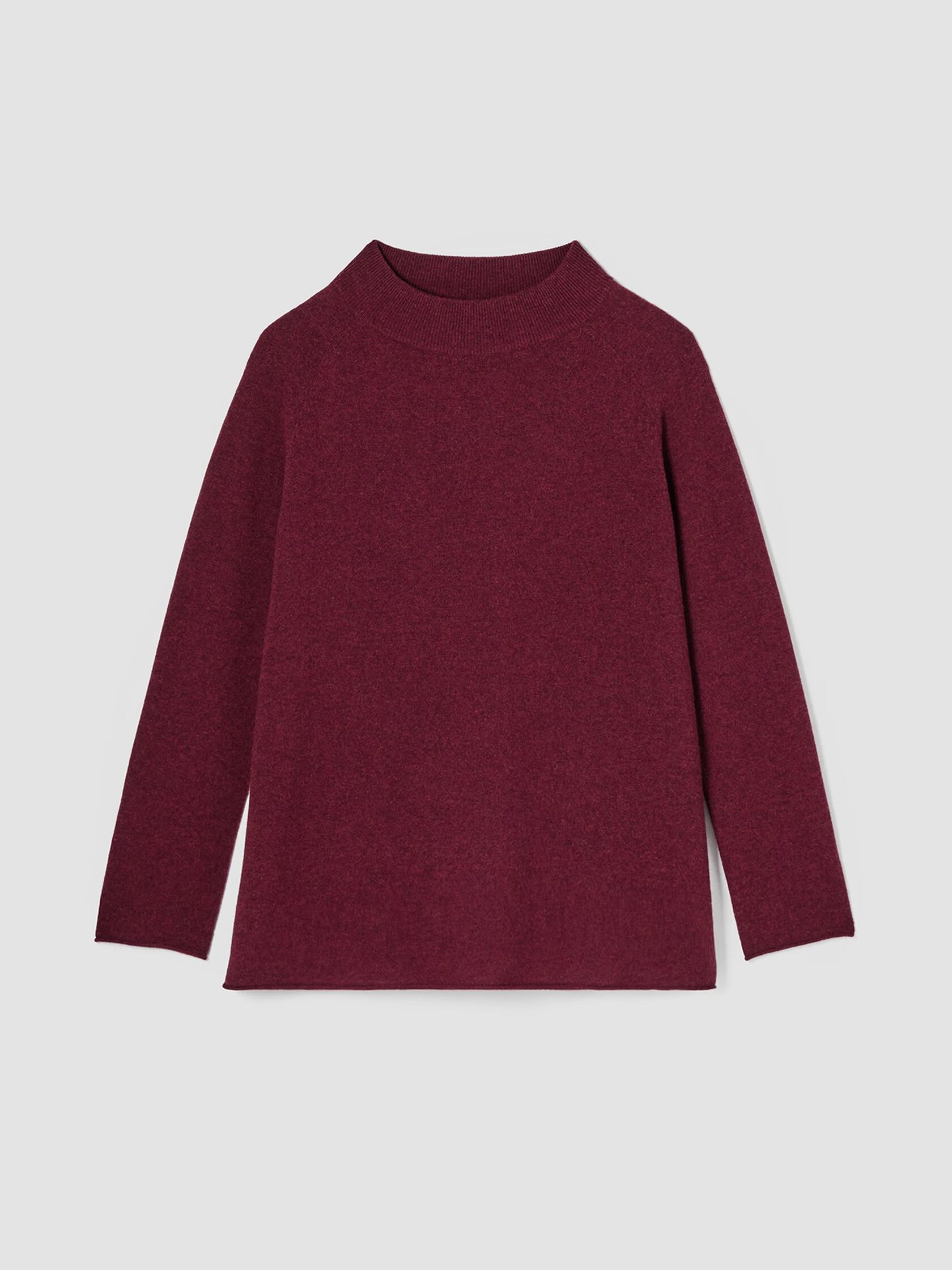 Recycled Cashmere Wool Mock Neck Box-Top