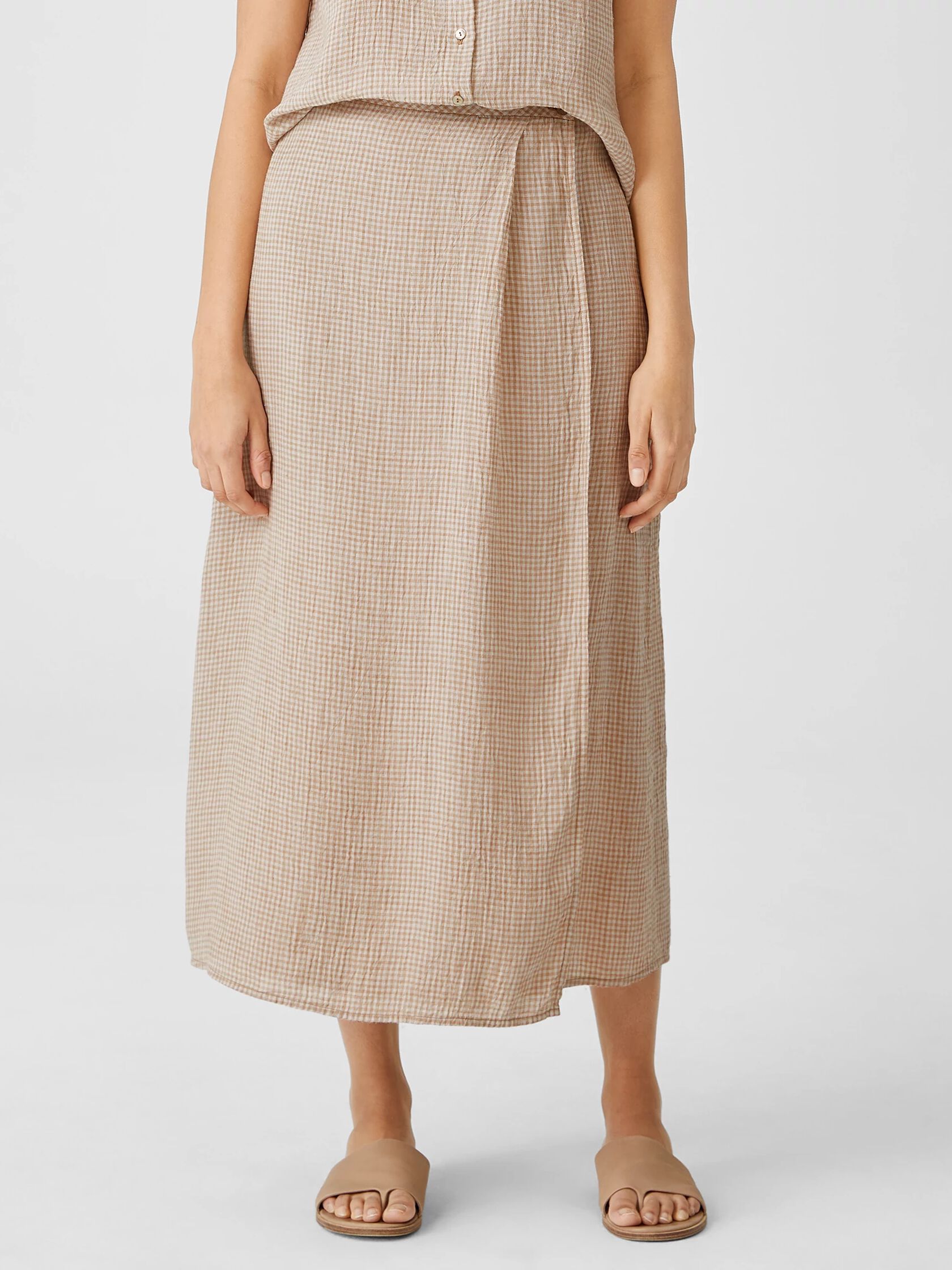 Puckered Organic Linen Wrap Skirt