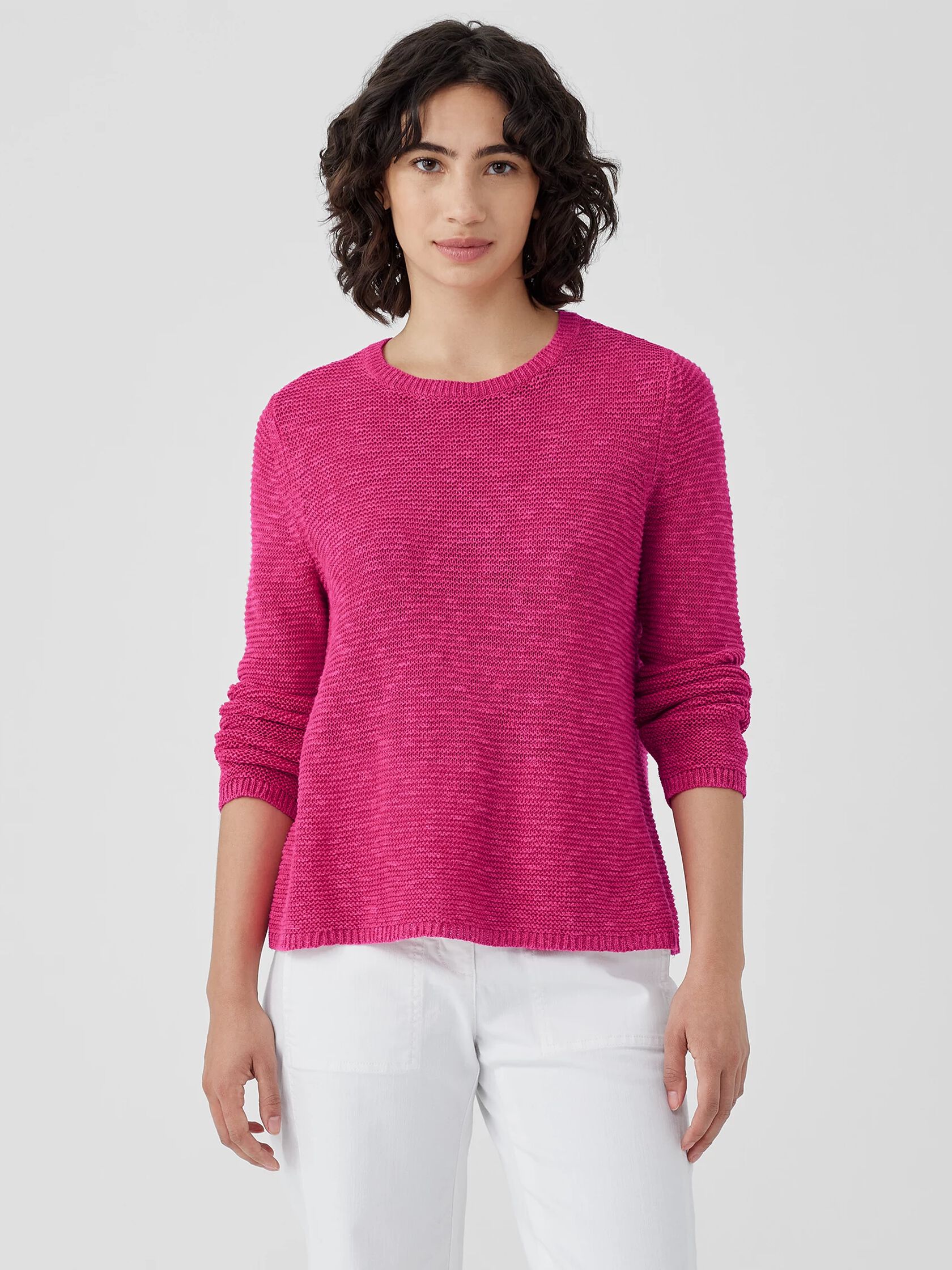 Organic Linen Cotton Slub Crew Neck Top