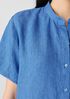 Washed Organic Linen D&eacute;lav&eacute; Band Collar Shirt