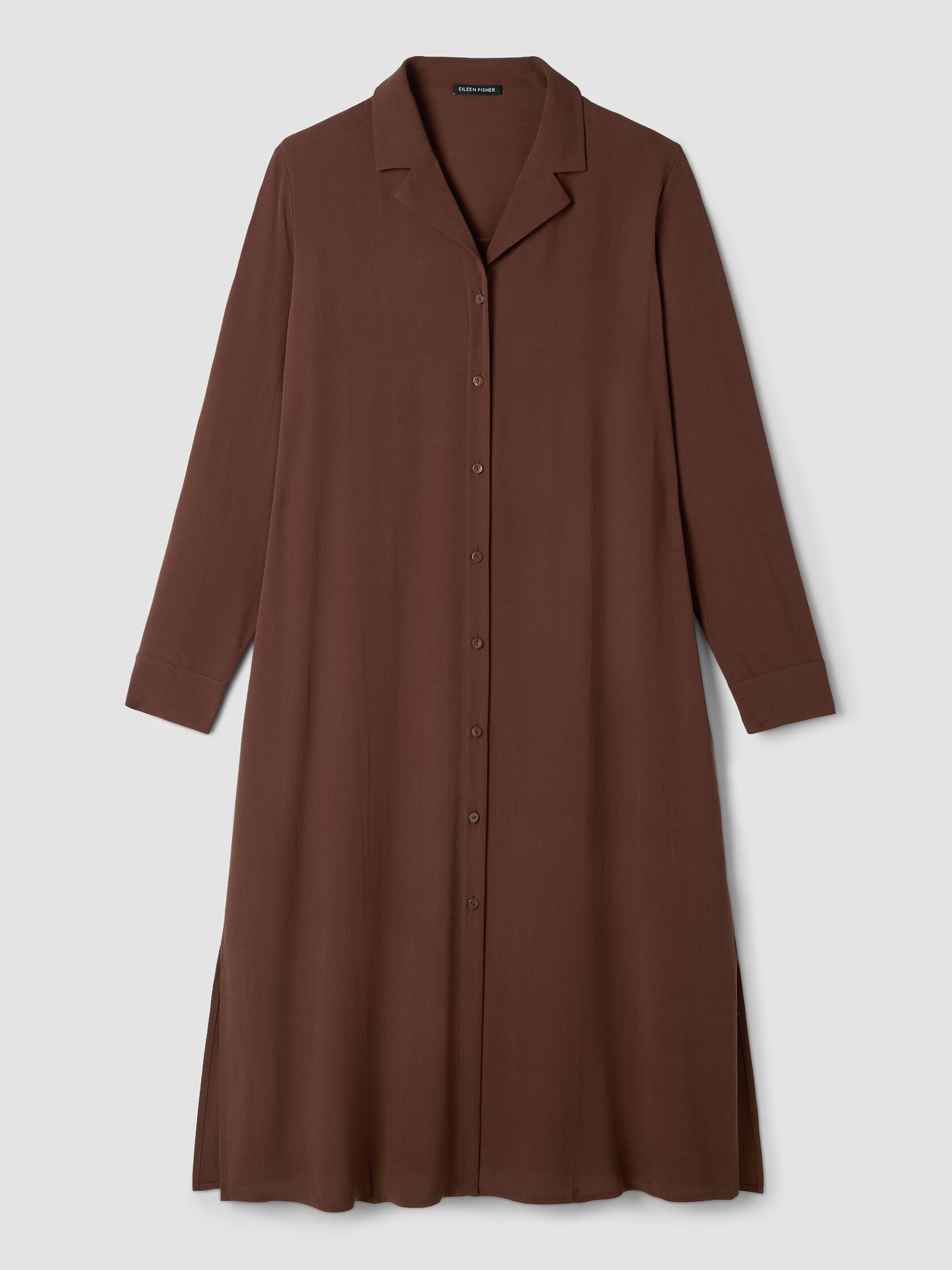 Silk Georgette Crepe Notch Collar Shirtdress