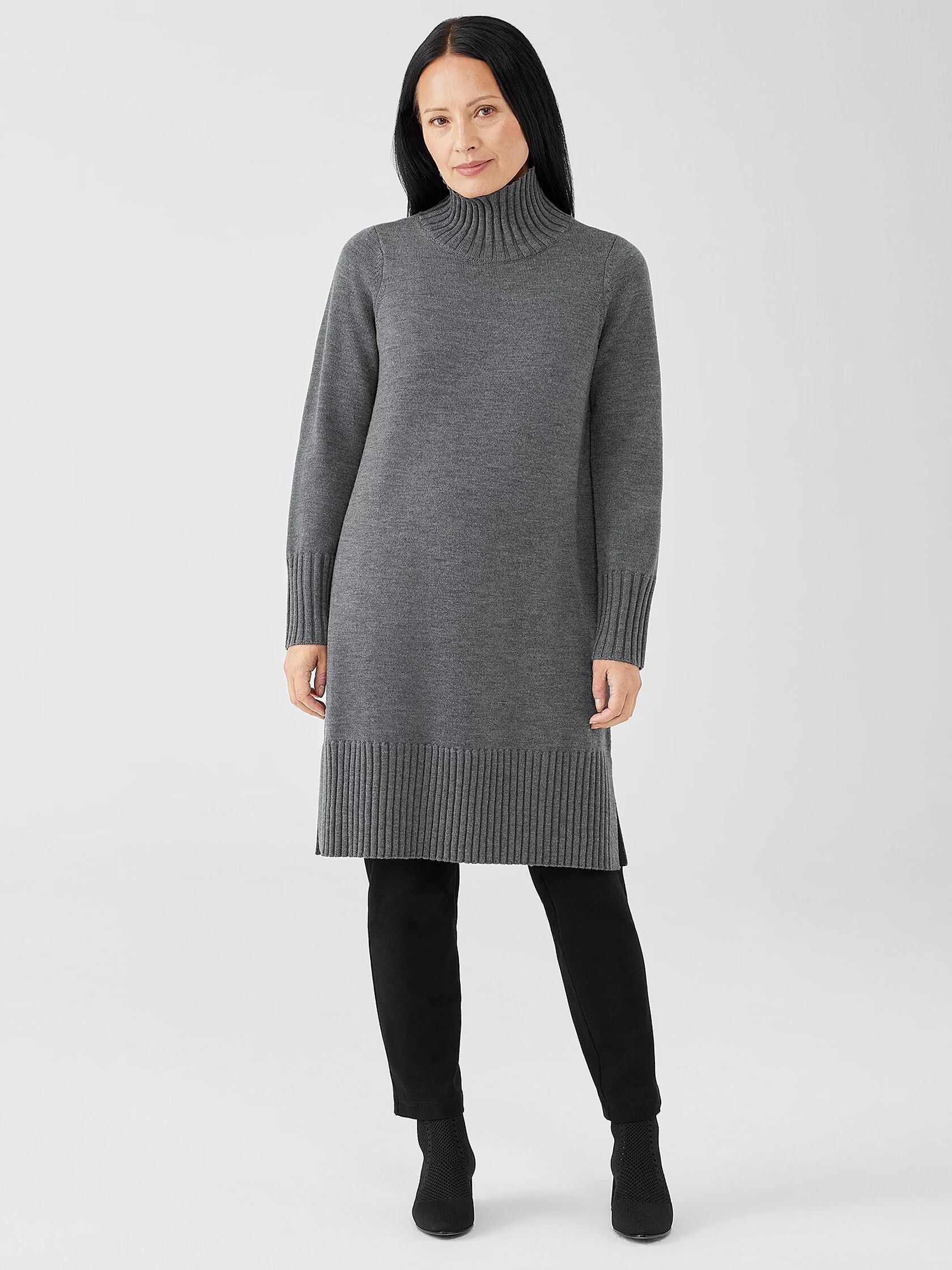 Merino Jersey Turtleneck Dress in Regenerative Wool