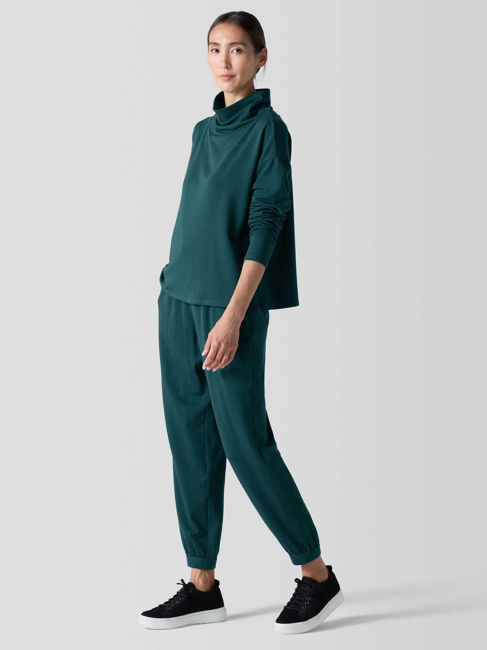 Cozy Brushed Terry Hug Funnel Neck Top