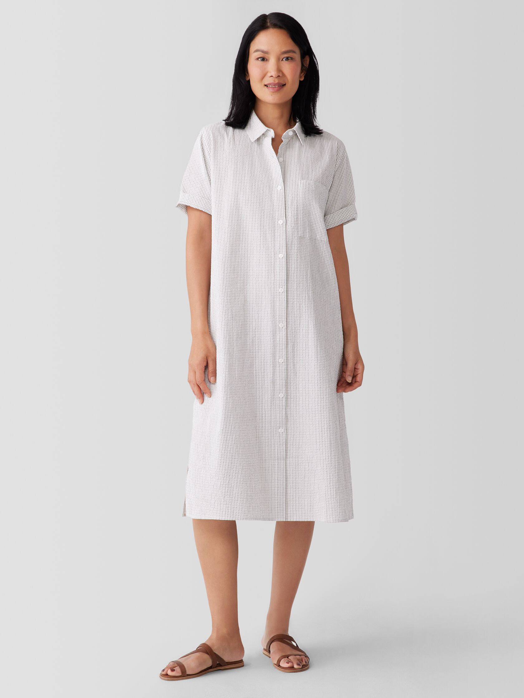 Organic Cotton Ripple&nbsp;Checkered&nbsp;Shirtdress