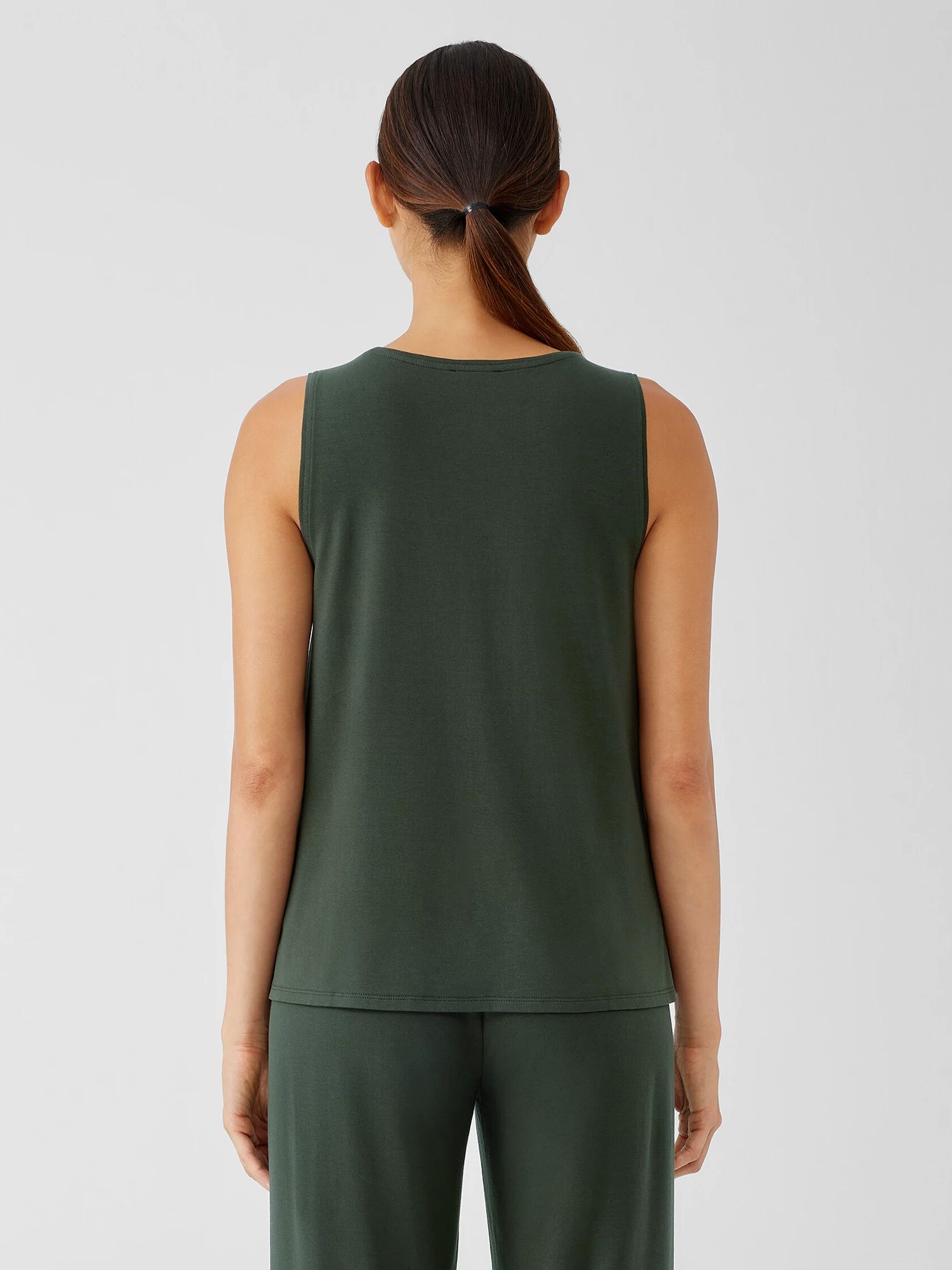 Stretch Jersey Knit Jewel Neck Tank