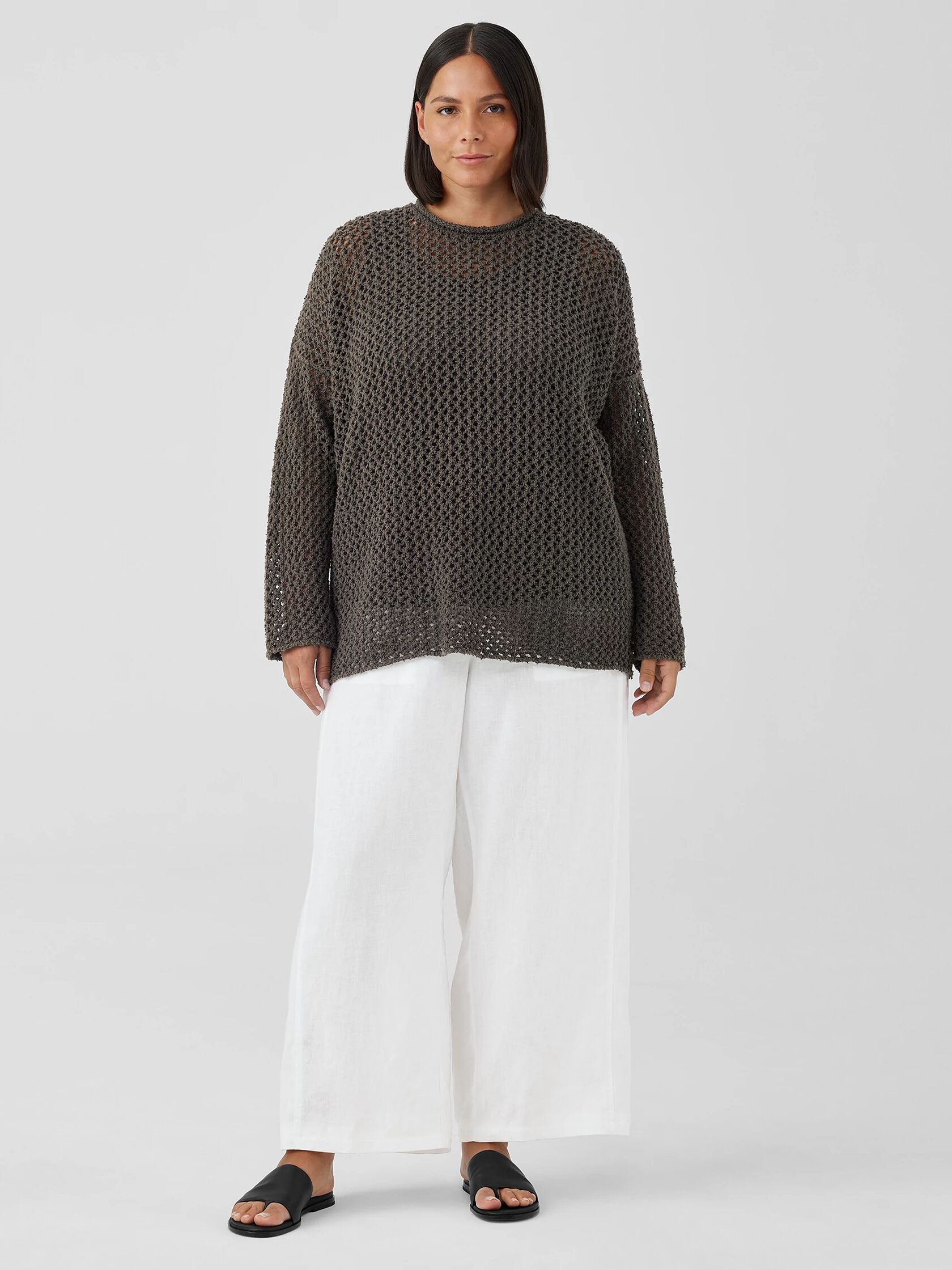 Peruvian Organic Cotton Boucle Crew Neck Top