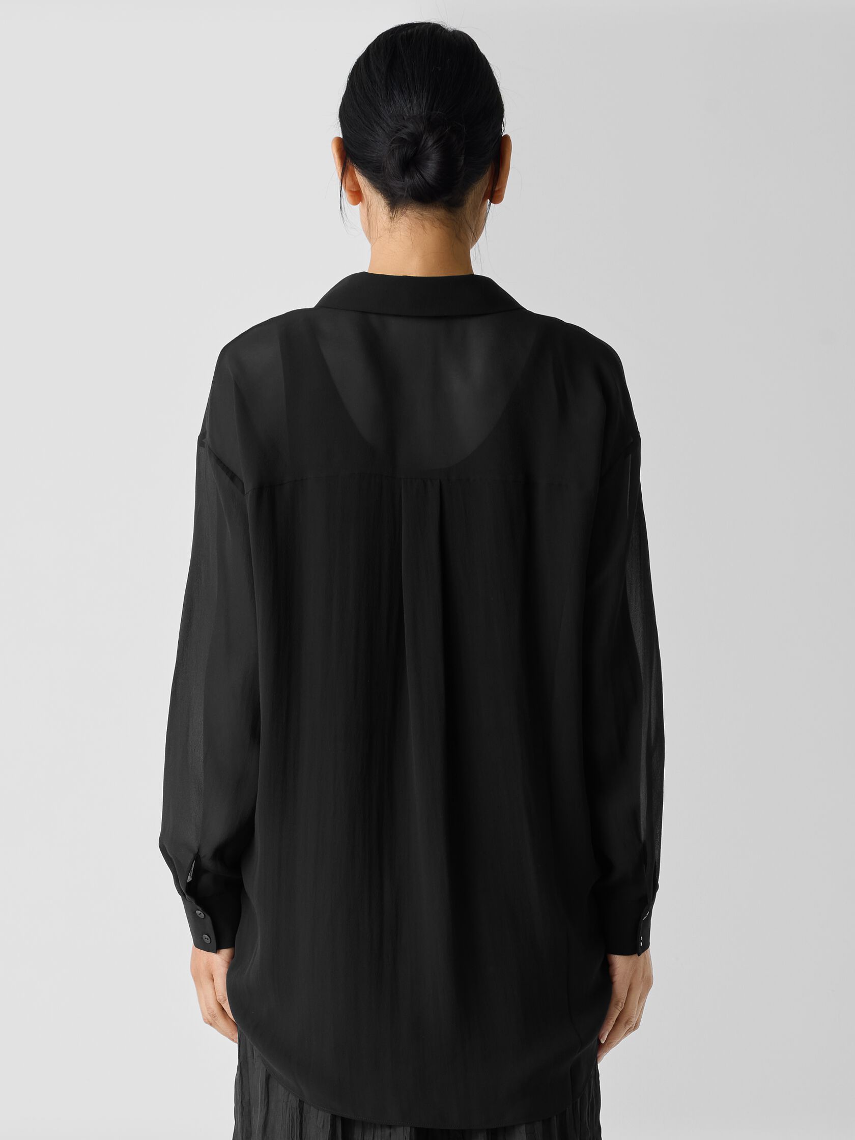 Sheer Silk Georgette Belted Shirt