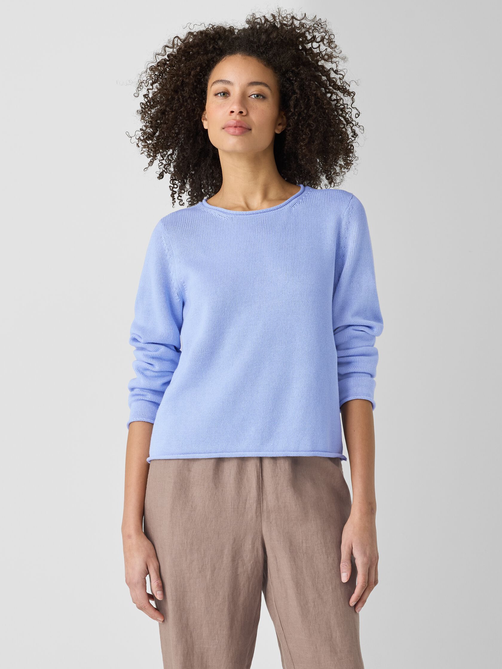 Peruvian Cotton Blend Jewel Neck Top